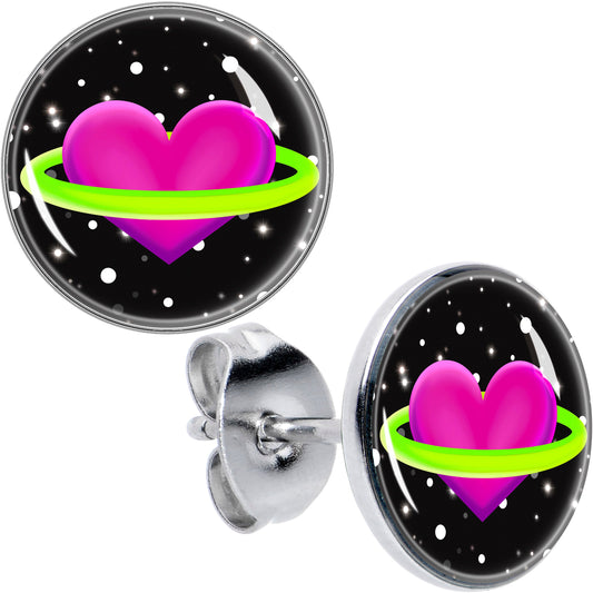 Heart Planet Stud Earrings by Onyx O