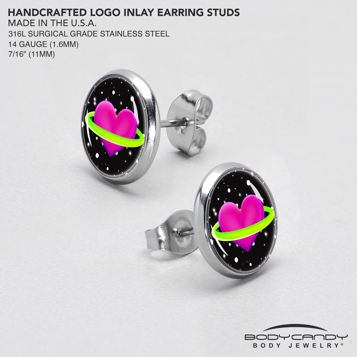 Heart Planet Stud Earrings by Onyx O