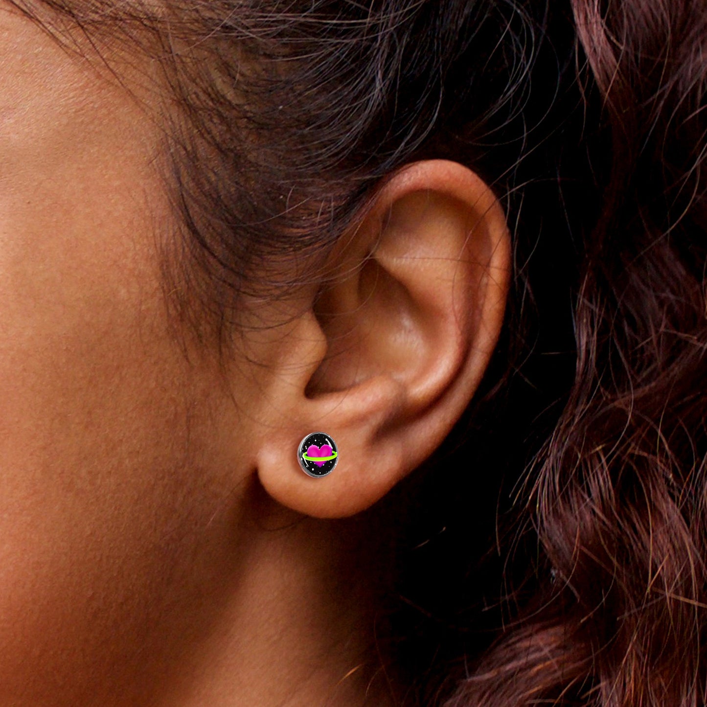 Heart Planet Stud Earrings by Onyx O