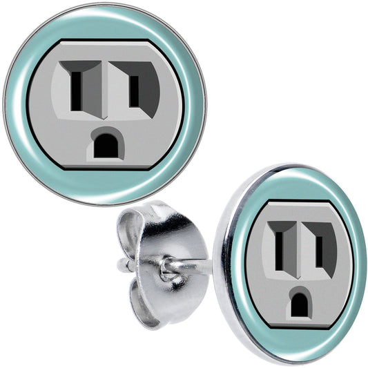 Frowning Plug Outlet Stud Earrings by Onyx O