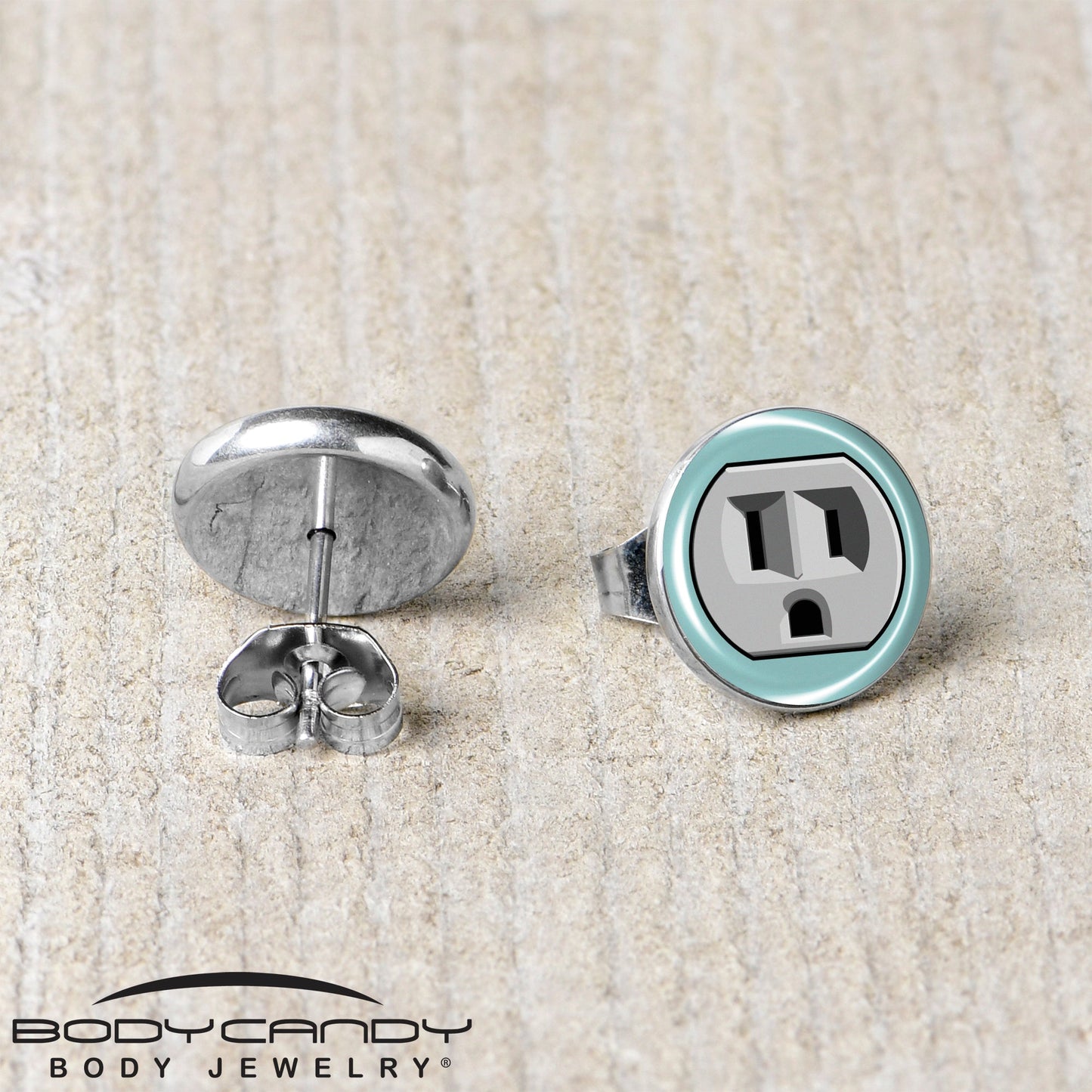 Frowning Plug Outlet Stud Earrings by Onyx O