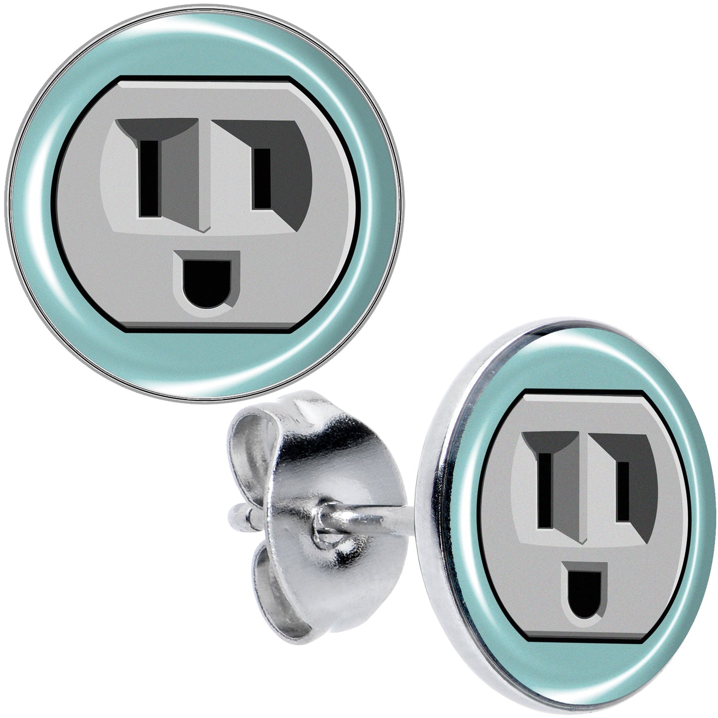 Smiling Plug Outlet Stud Earrings by Onyx O