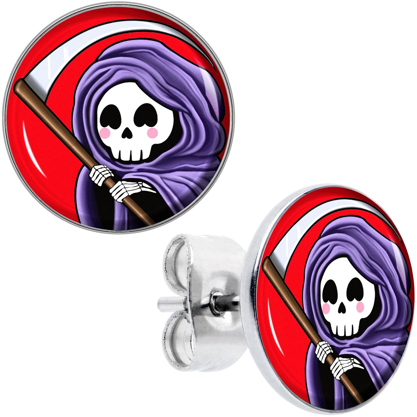Grim Reaper Stud Earrings by Onyx O