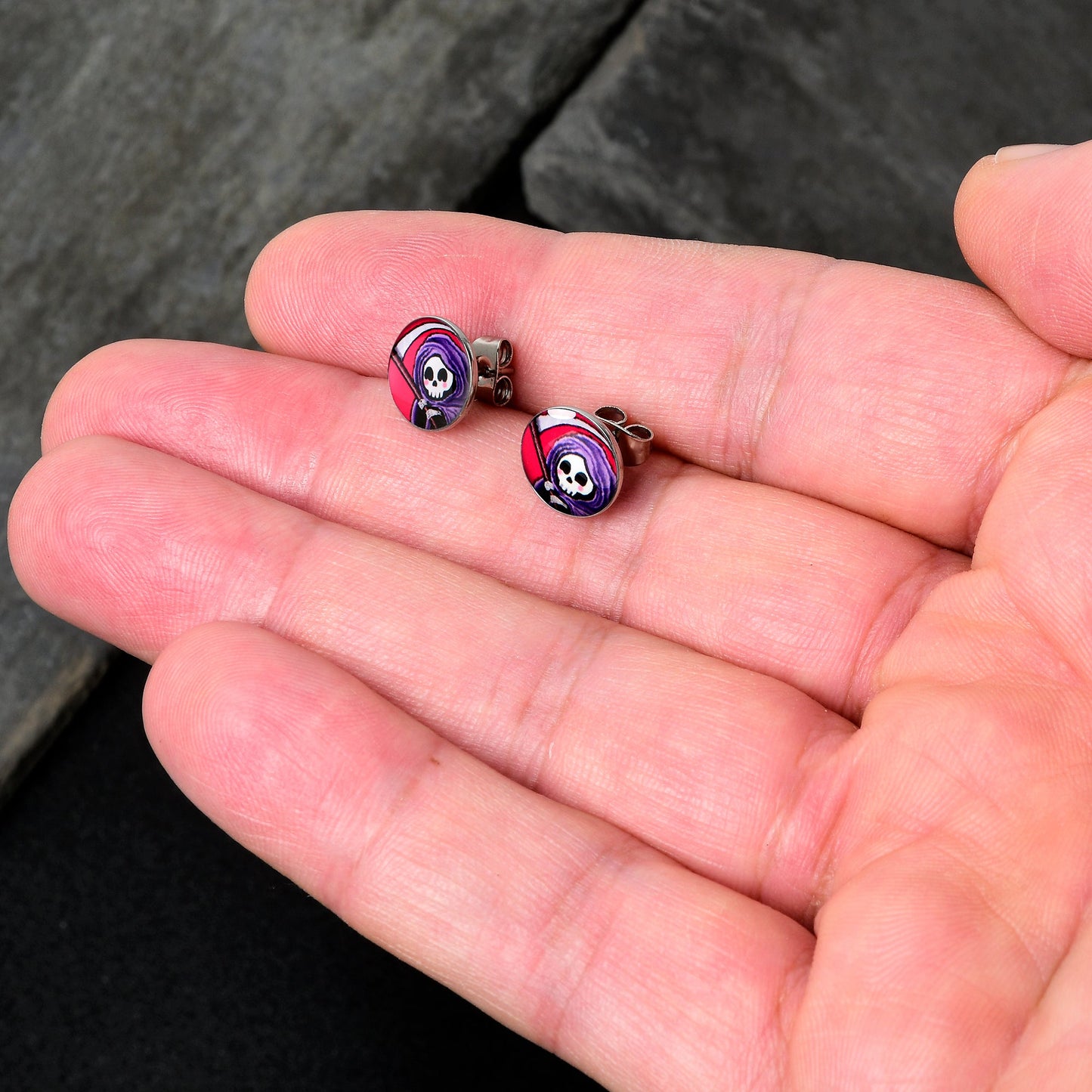 Grim Reaper Stud Earrings by Onyx O