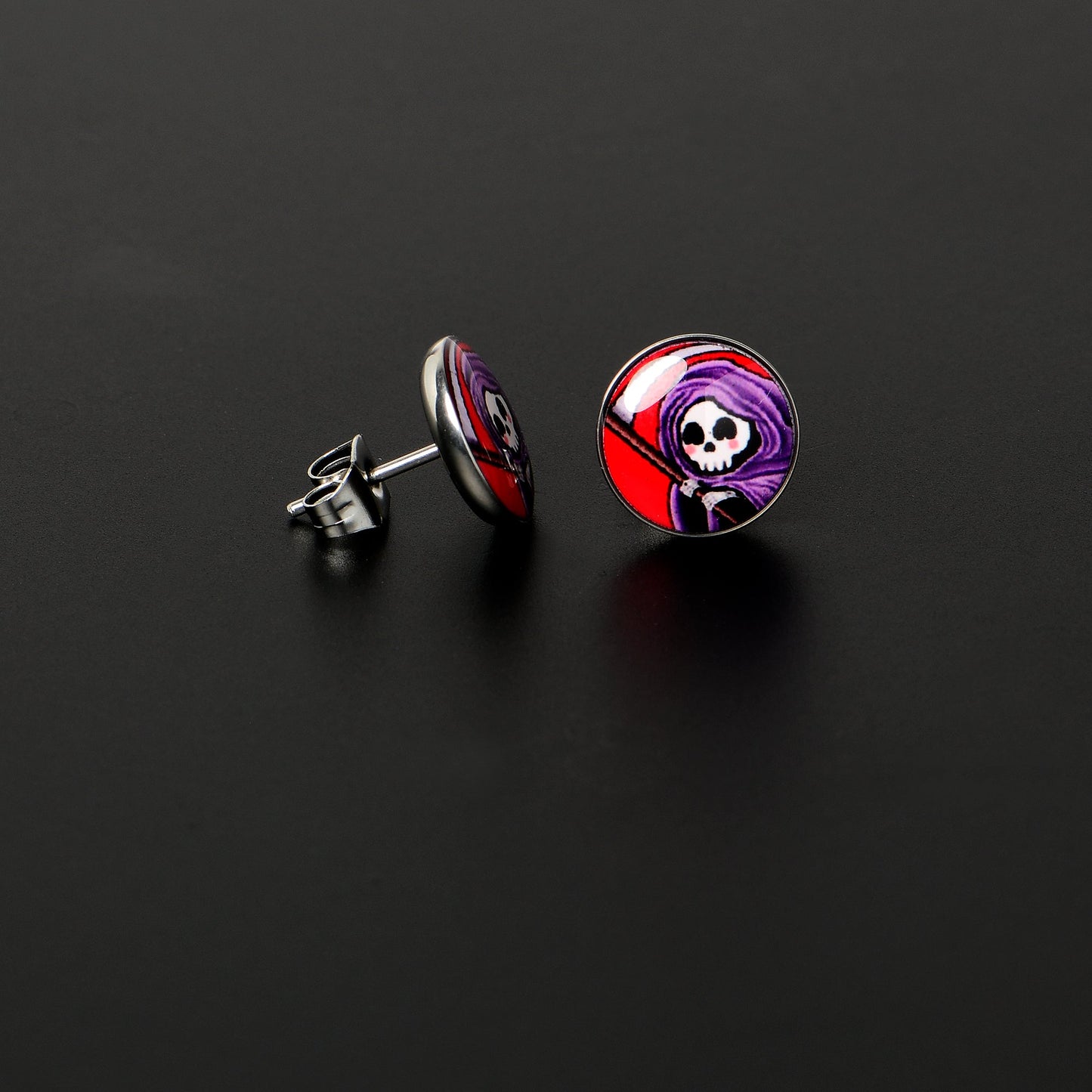 Grim Reaper Stud Earrings by Onyx O