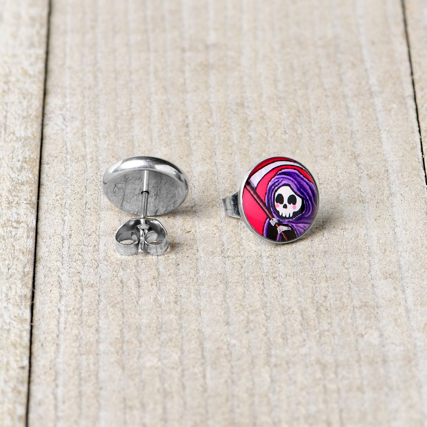 Grim Reaper Stud Earrings by Onyx O