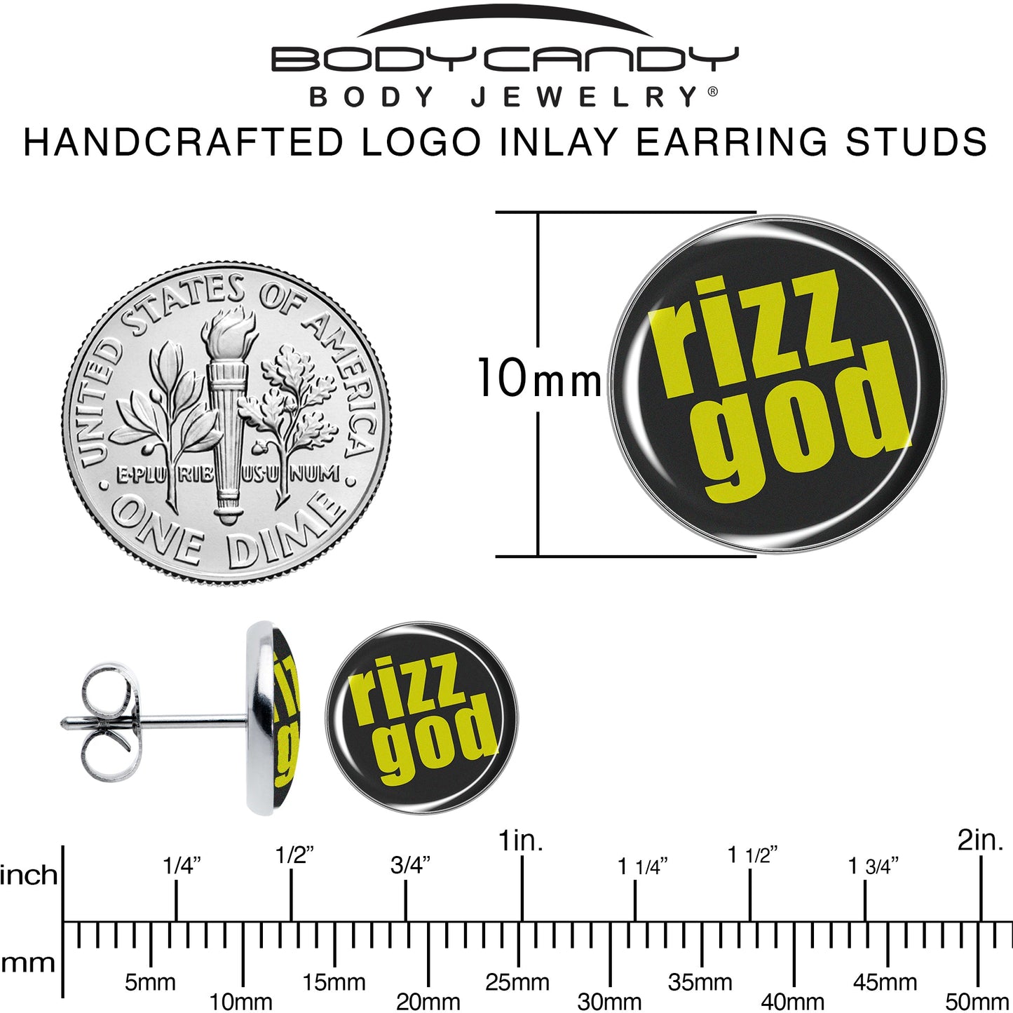 RIZZ GOD Stud Earrings by Onyx O