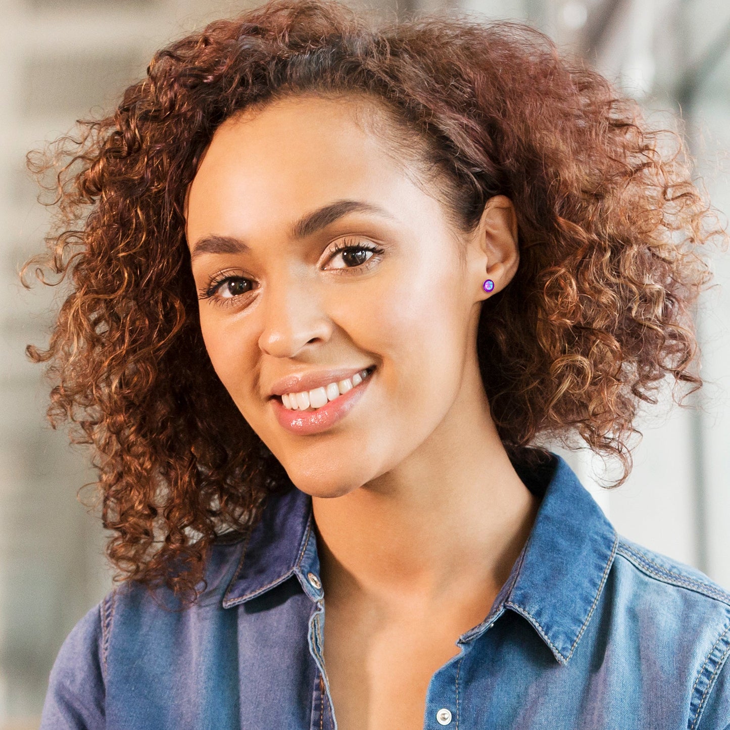 Purple Nautical Sand Dollar Stud Earrings by Onyx O
