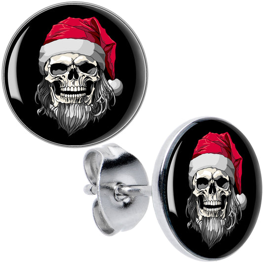 Holiday Skeleton Santa Claus Stud Earrings by Onyx O