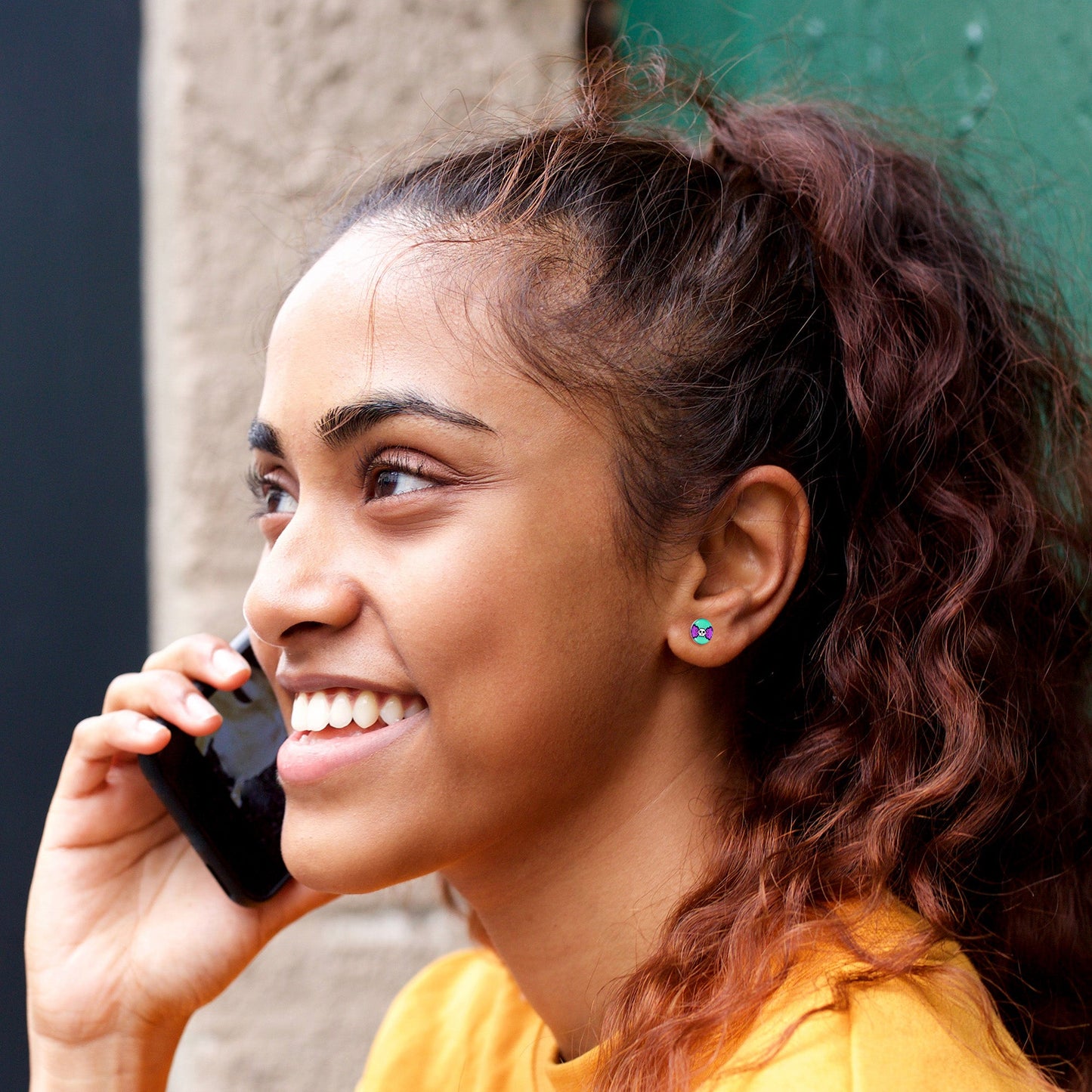 Retro Pixel Skull Stud Earrings by Onyx O