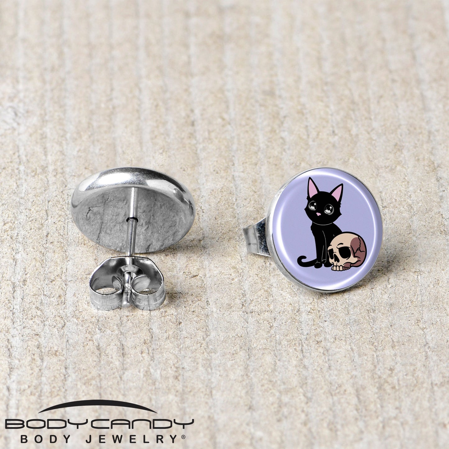 Skull Cat Stud Earrings by Onyx O