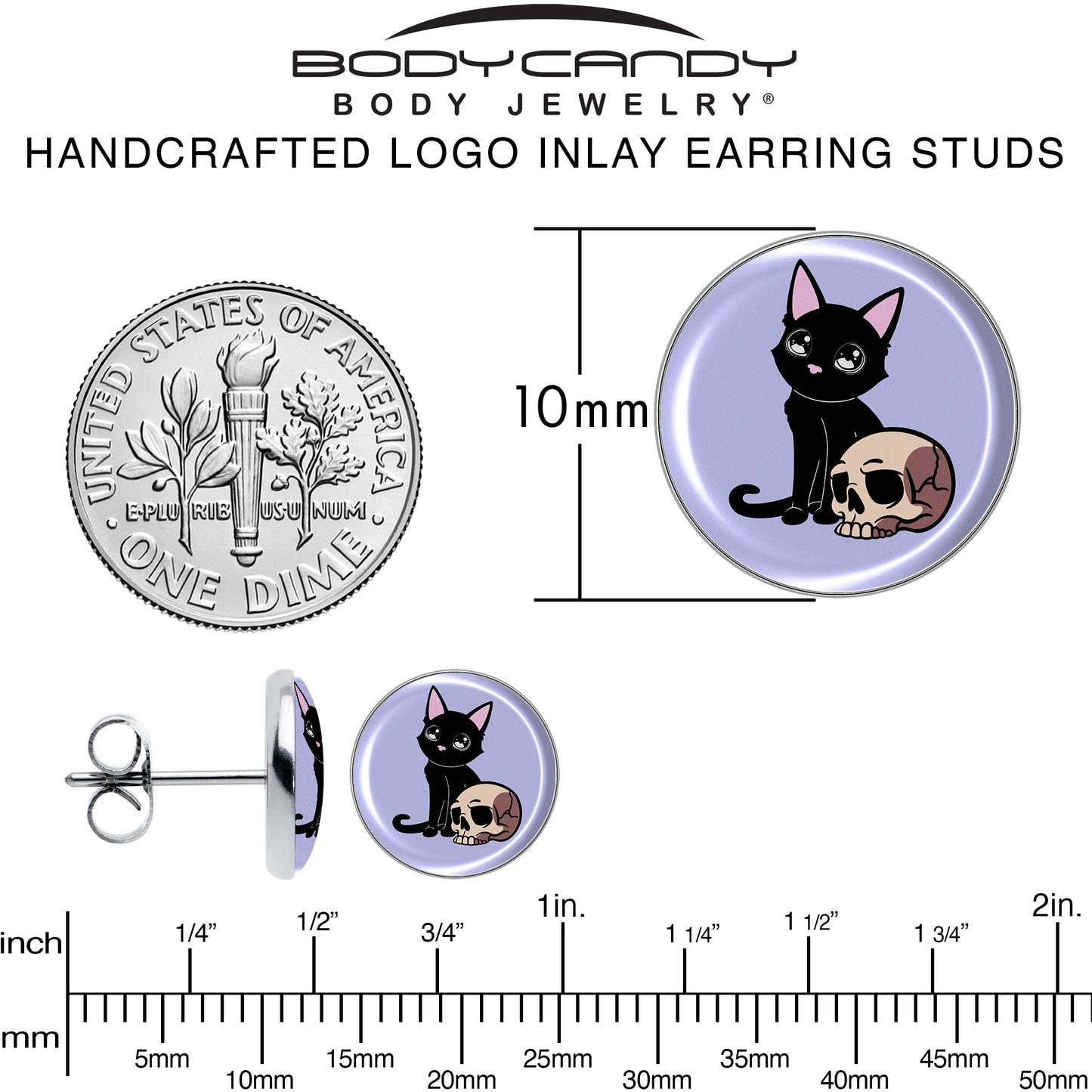 Skull Cat Stud Earrings by Onyx O