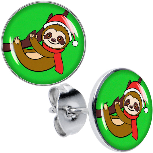 Holiday Santa Sloth Stud Earrings by Onyx O