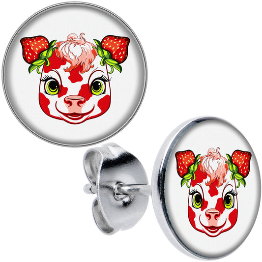 Stawberry Cow Stud Earrings by Onyx O