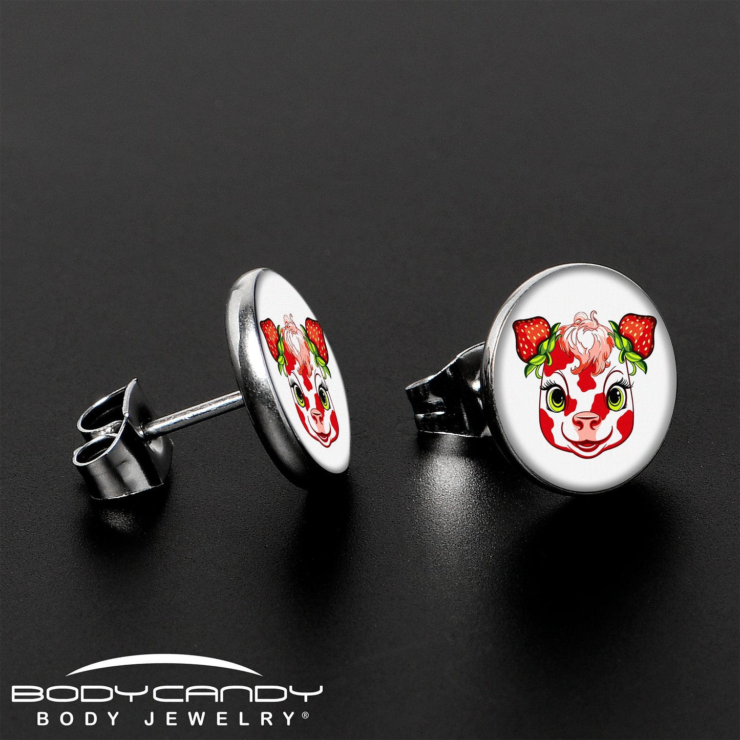 Stawberry Cow Stud Earrings by Onyx O