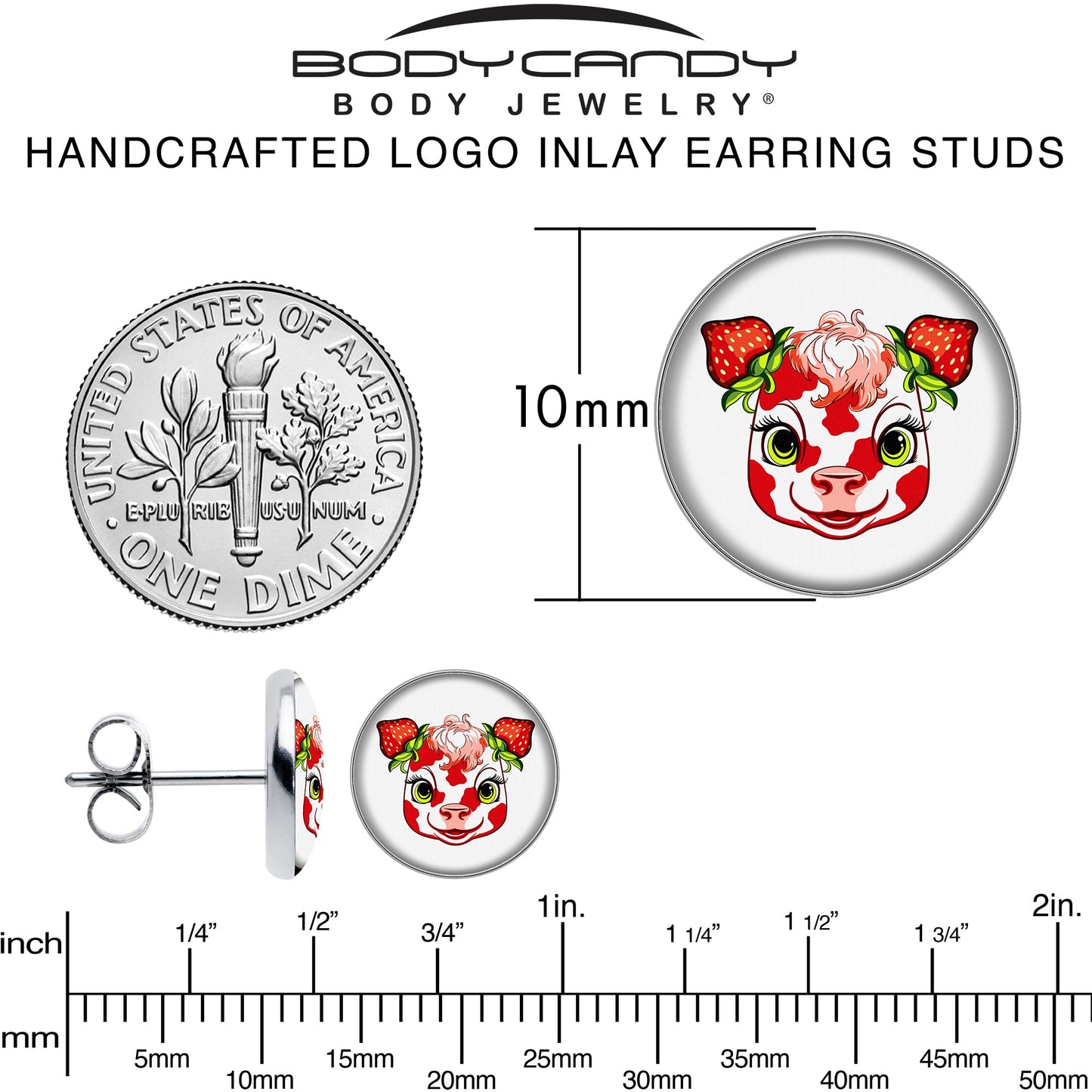 Stawberry Cow Stud Earrings by Onyx O