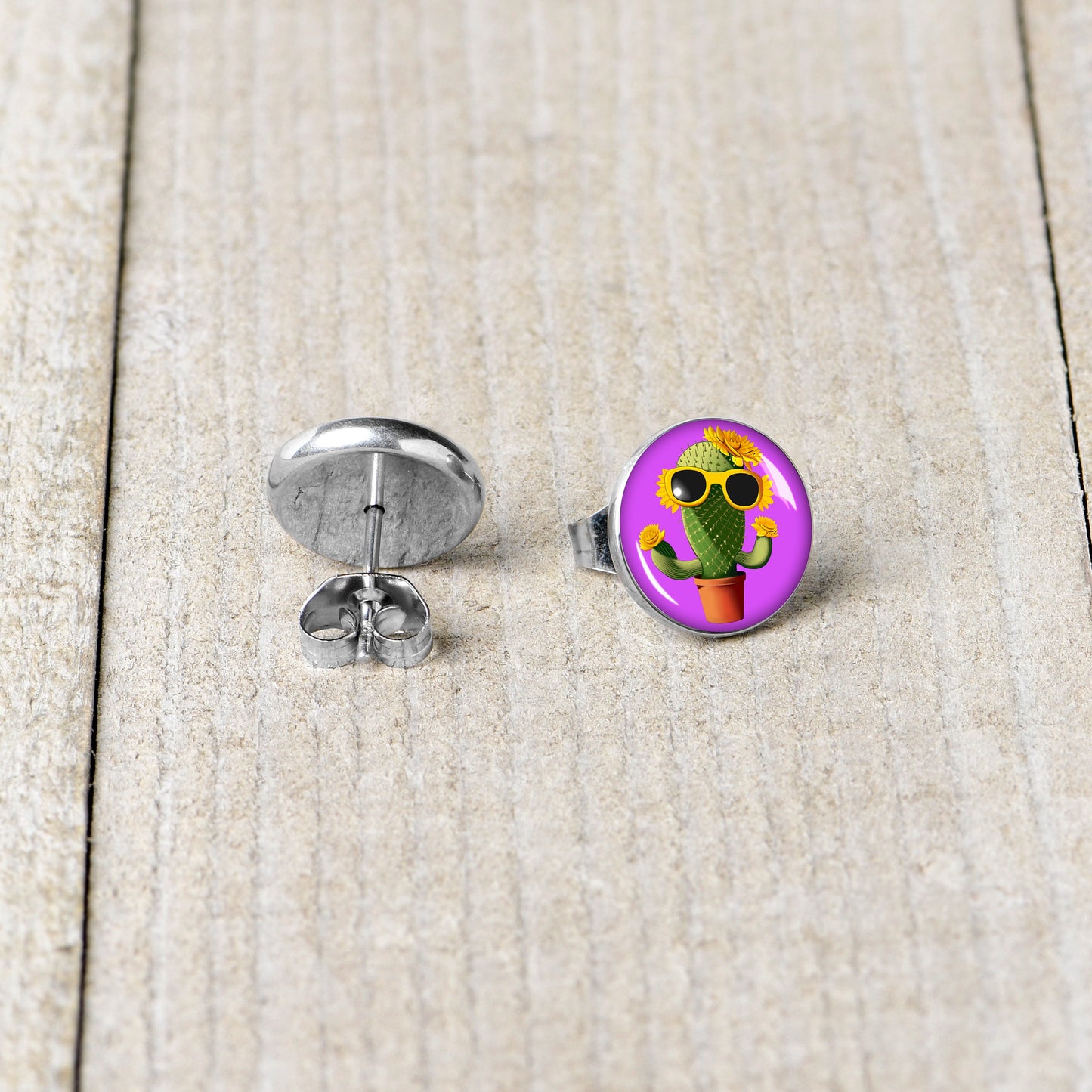 Sunflower Cactus Stud Earrings by Onyx O