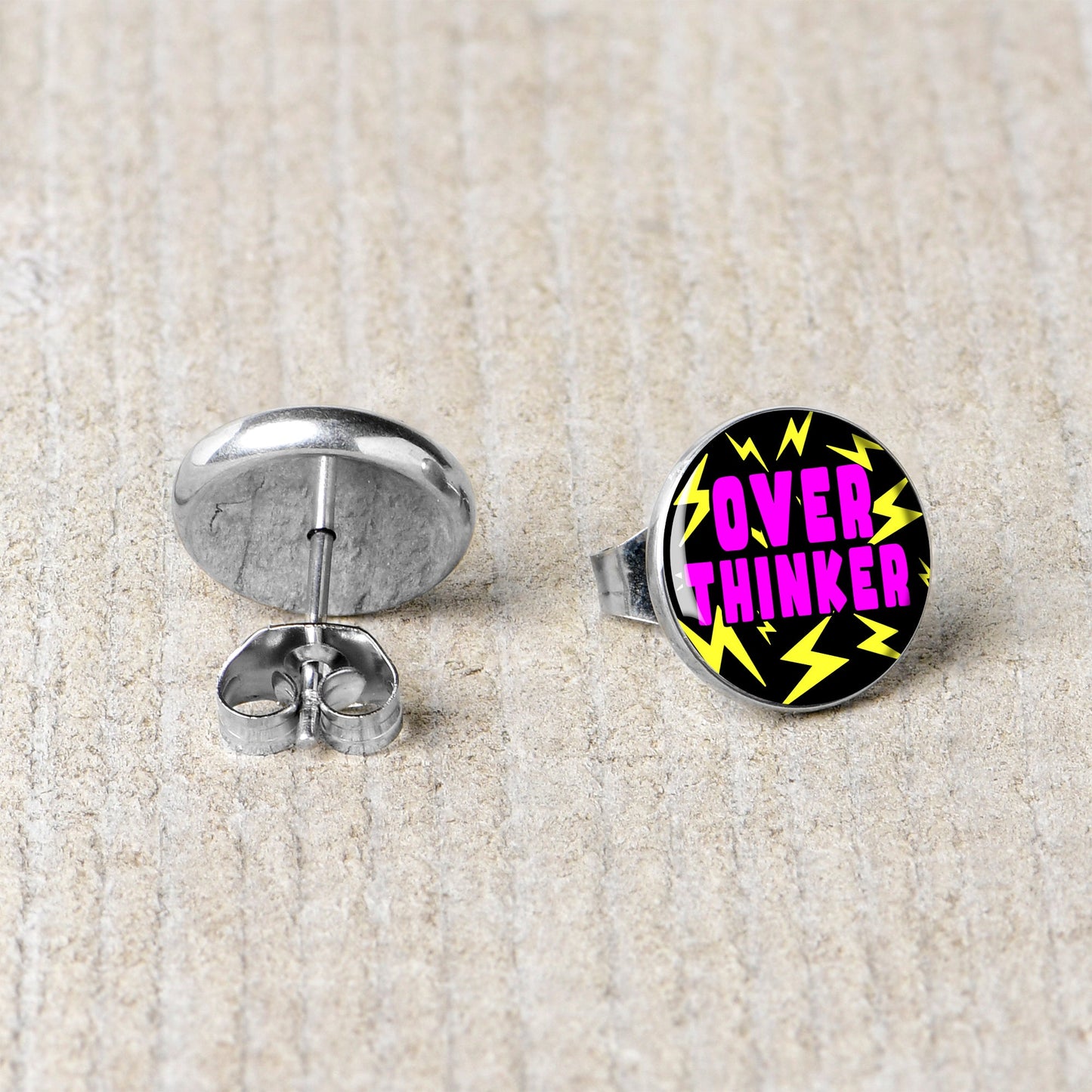 Over Thinker Impact Stud Earrings by Onyx O
