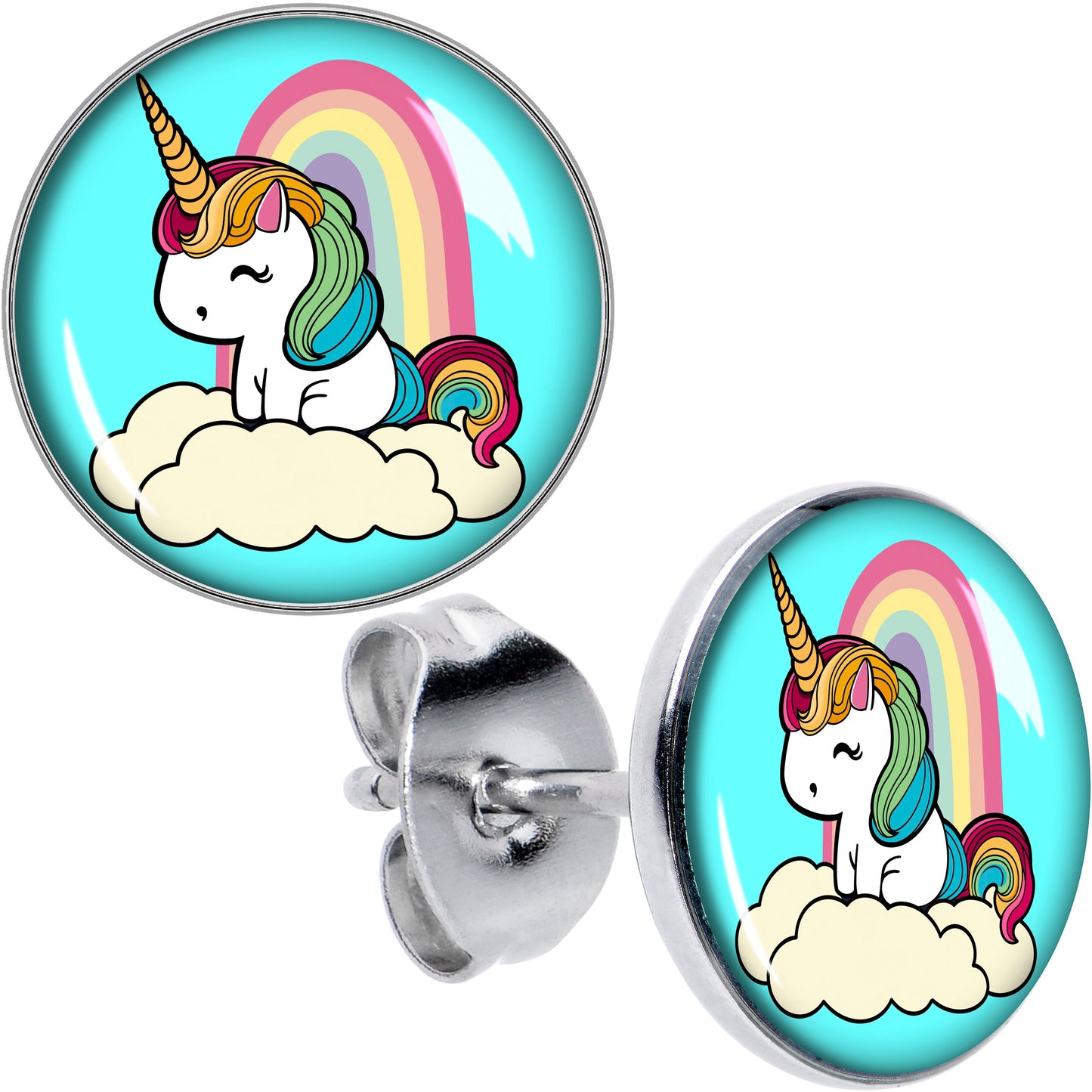 Rainbow Unicorn Stud Earrings by Onyx O