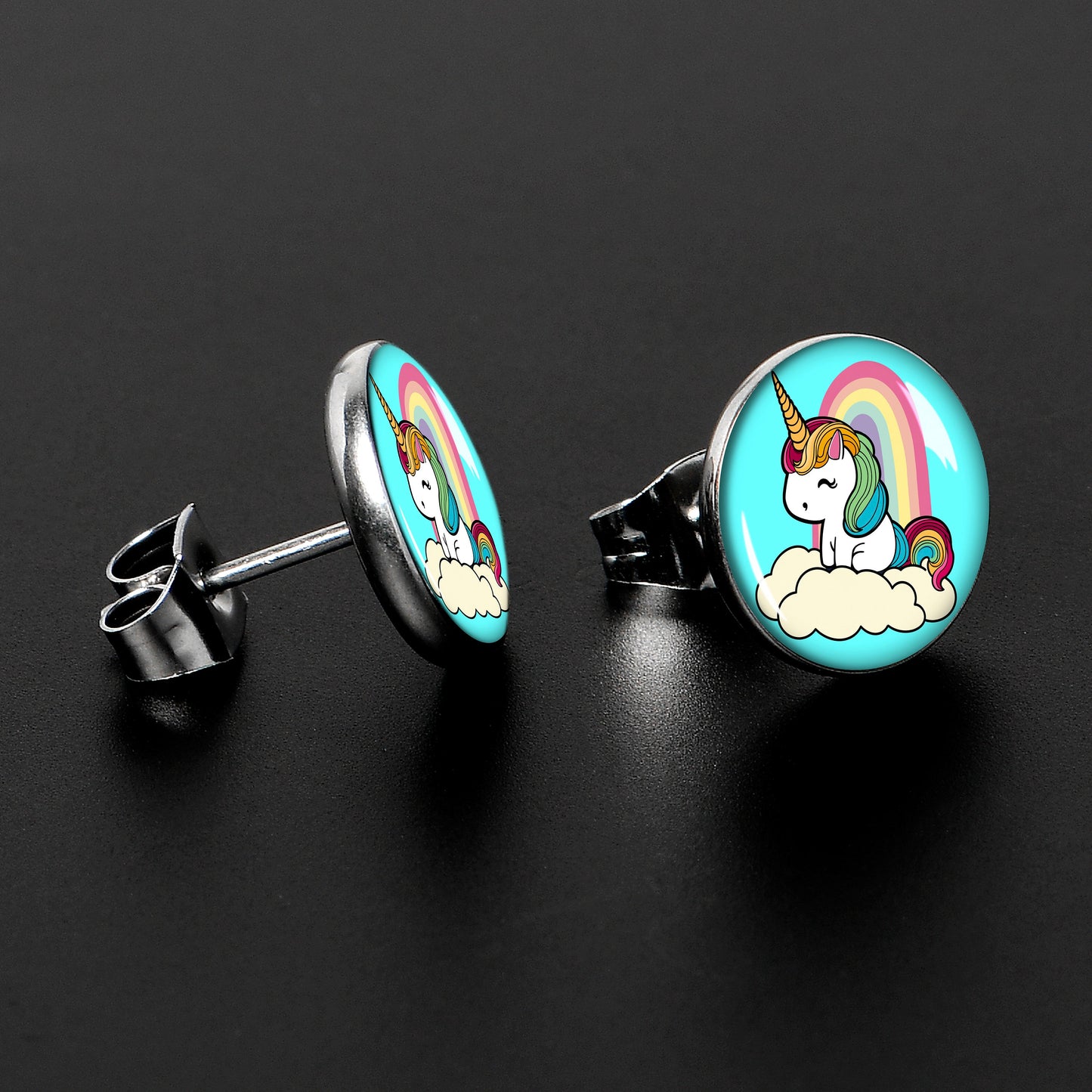 Rainbow Unicorn Stud Earrings by Onyx O