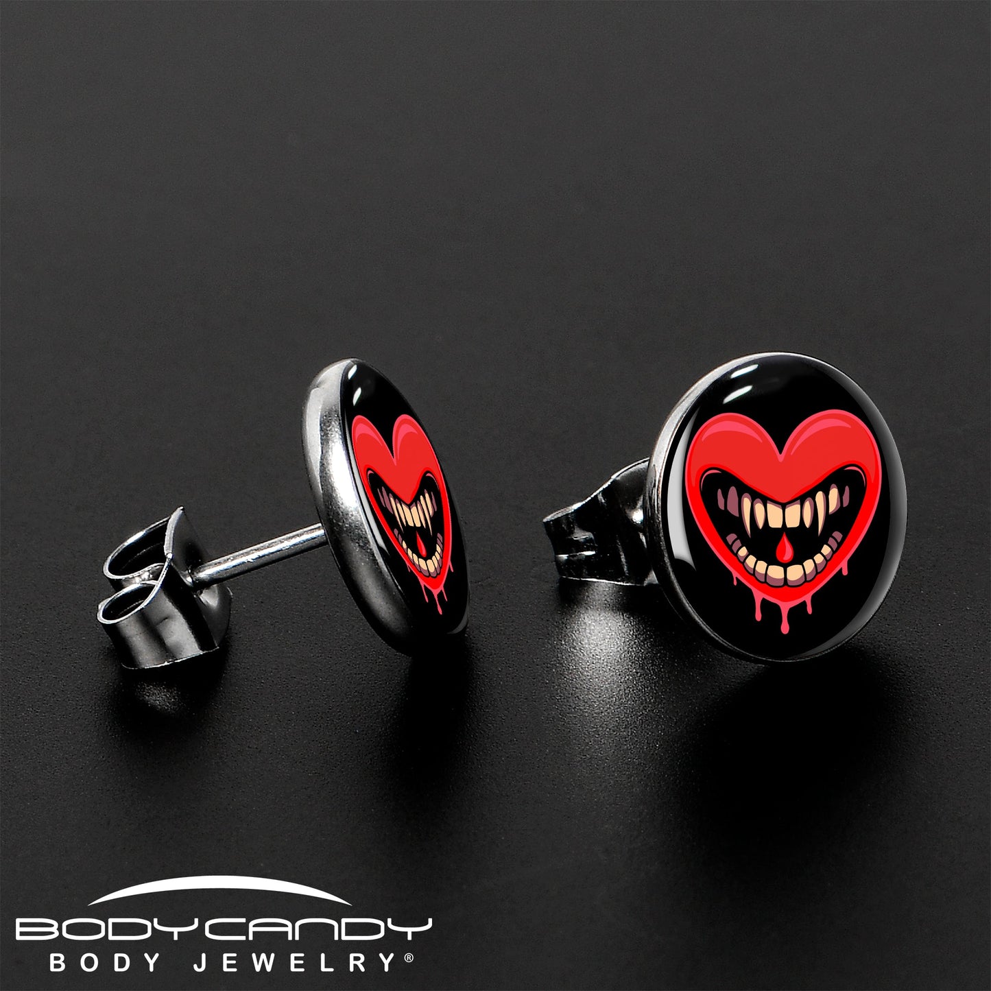 Valentine Heart Vampire Stud Earrings