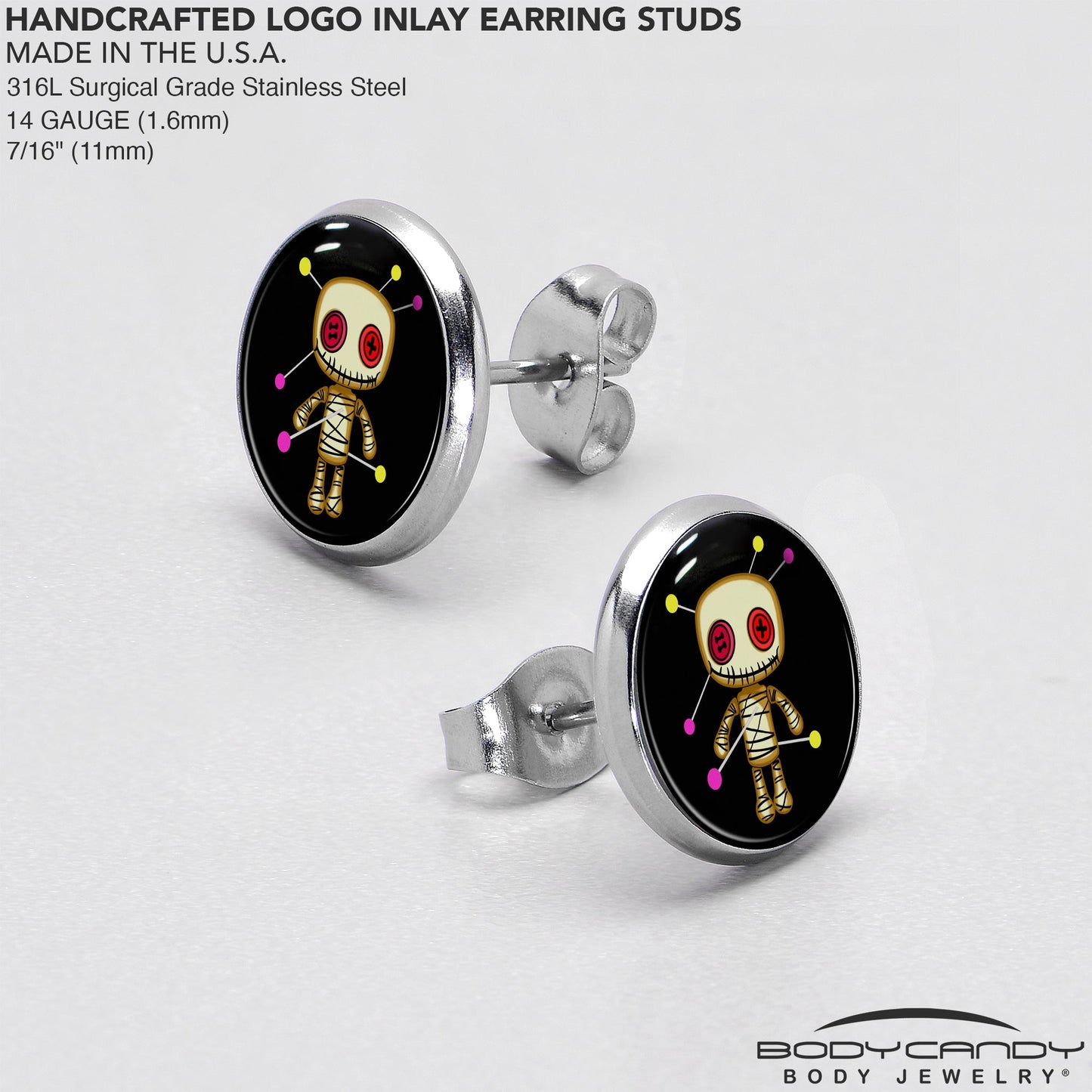 Voodoo Doll Stud Earrings by Onyx O