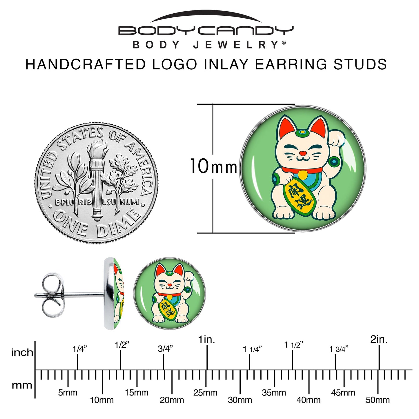 Waving Cat Stud Earrings by Onyx O
