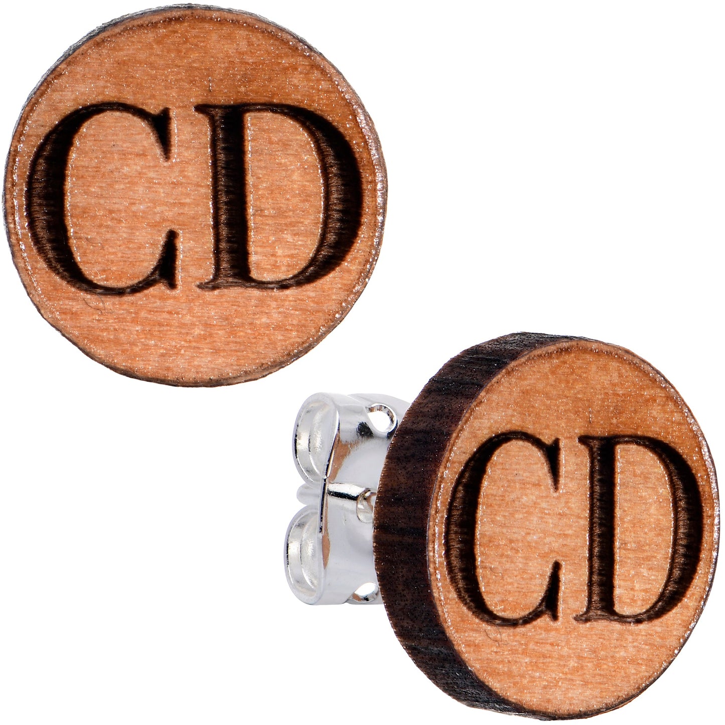 Custom No 1 Earrings Wood Initial Personalized Stud Earrings