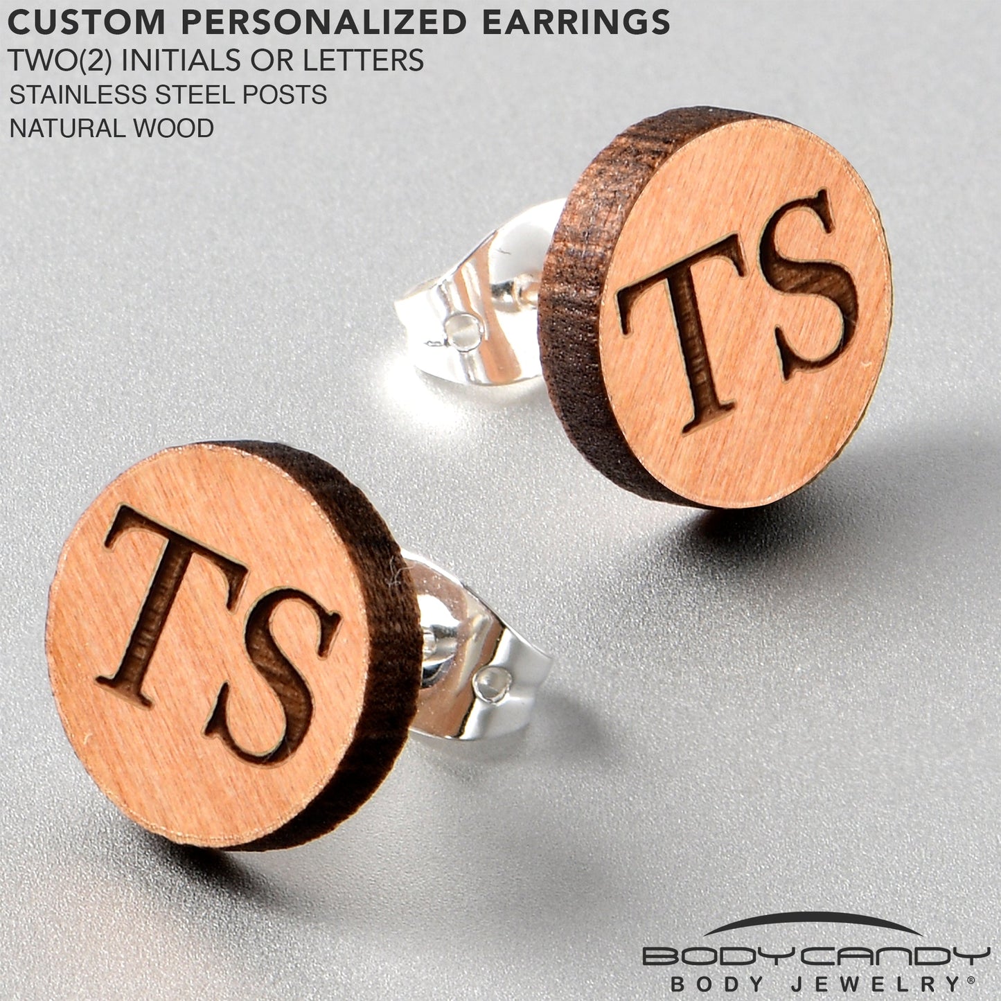 Custom No 1 Earrings Wood Initial Personalized Stud Earrings