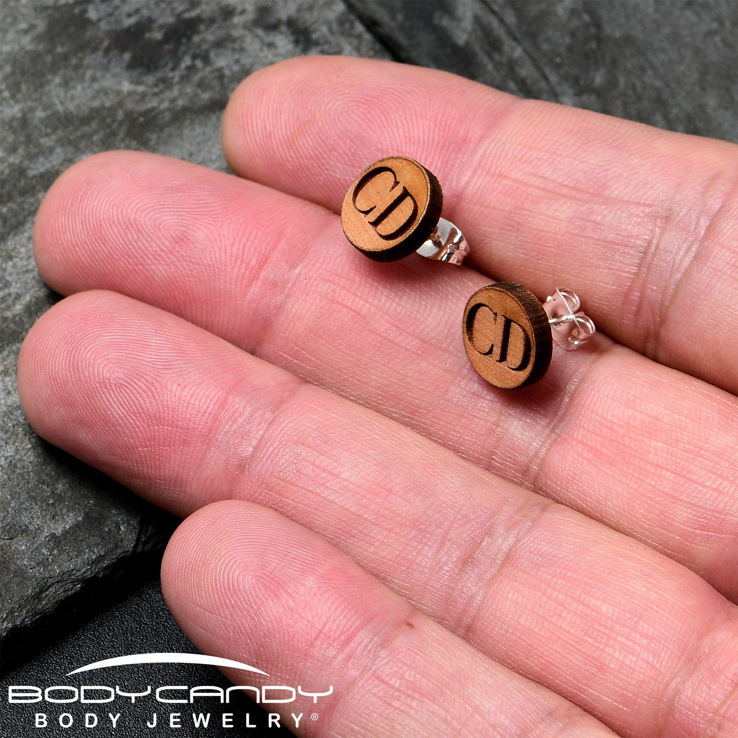Custom No 1 Earrings Wood Initial Personalized Stud Earrings