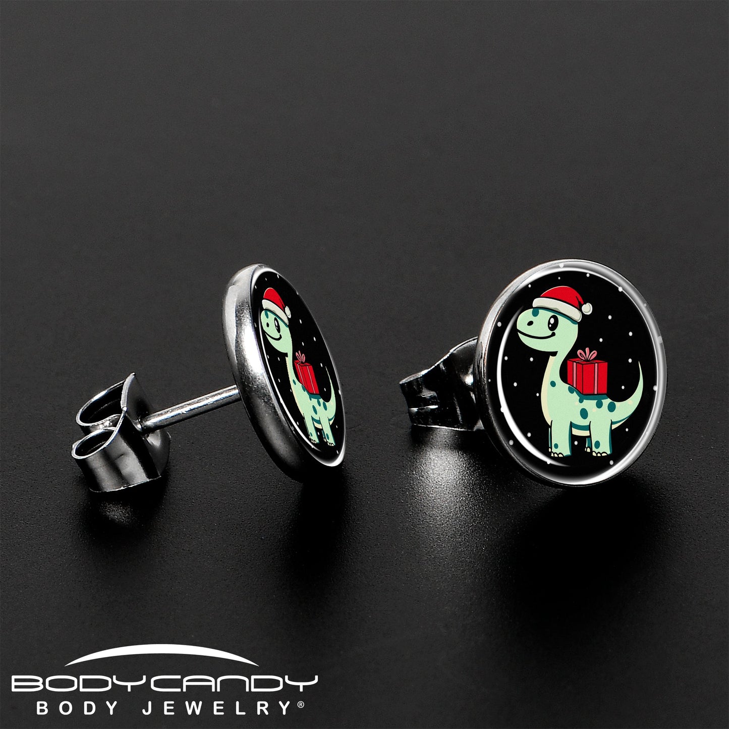 Christmas Holiday Dinosaur Stud Earrings by Onyx O