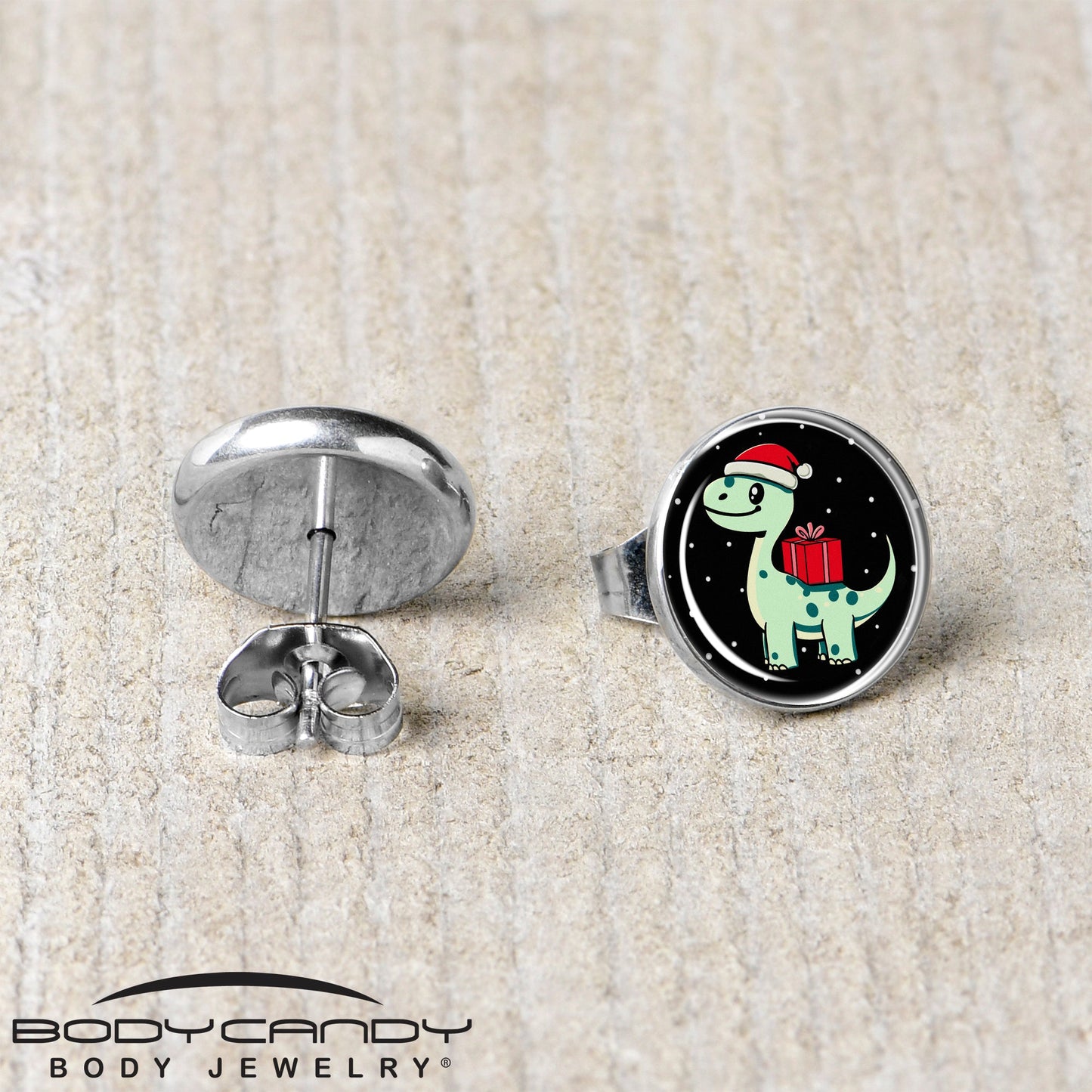 Christmas Holiday Dinosaur Stud Earrings by Onyx O