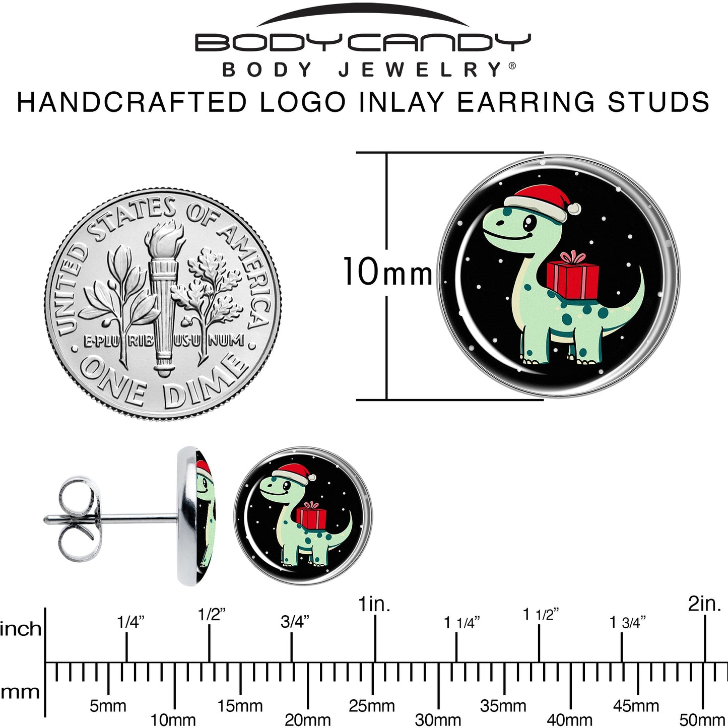 Christmas Holiday Dinosaur Stud Earrings by Onyx O