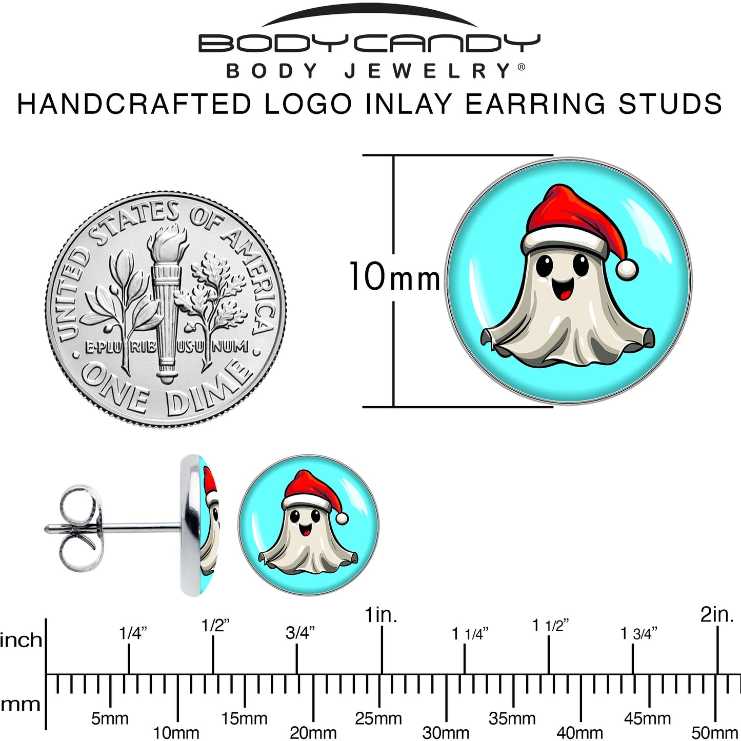 Holiday Christmas Spirit Ghost Stud Earrings by Onyx O