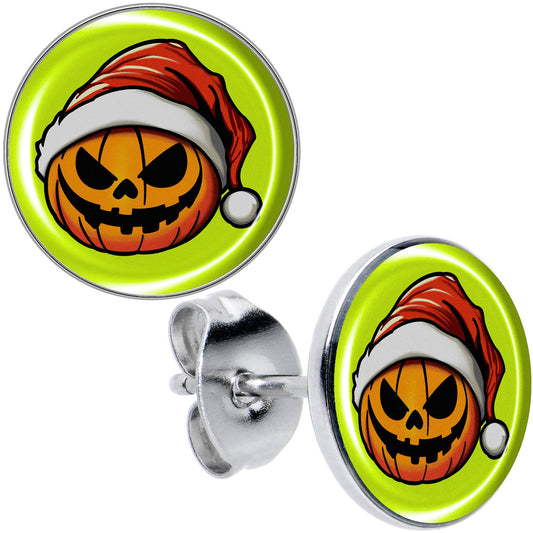 Christmas Holiday Santa Hat Pumpkin Stud Earrings by Onyx O