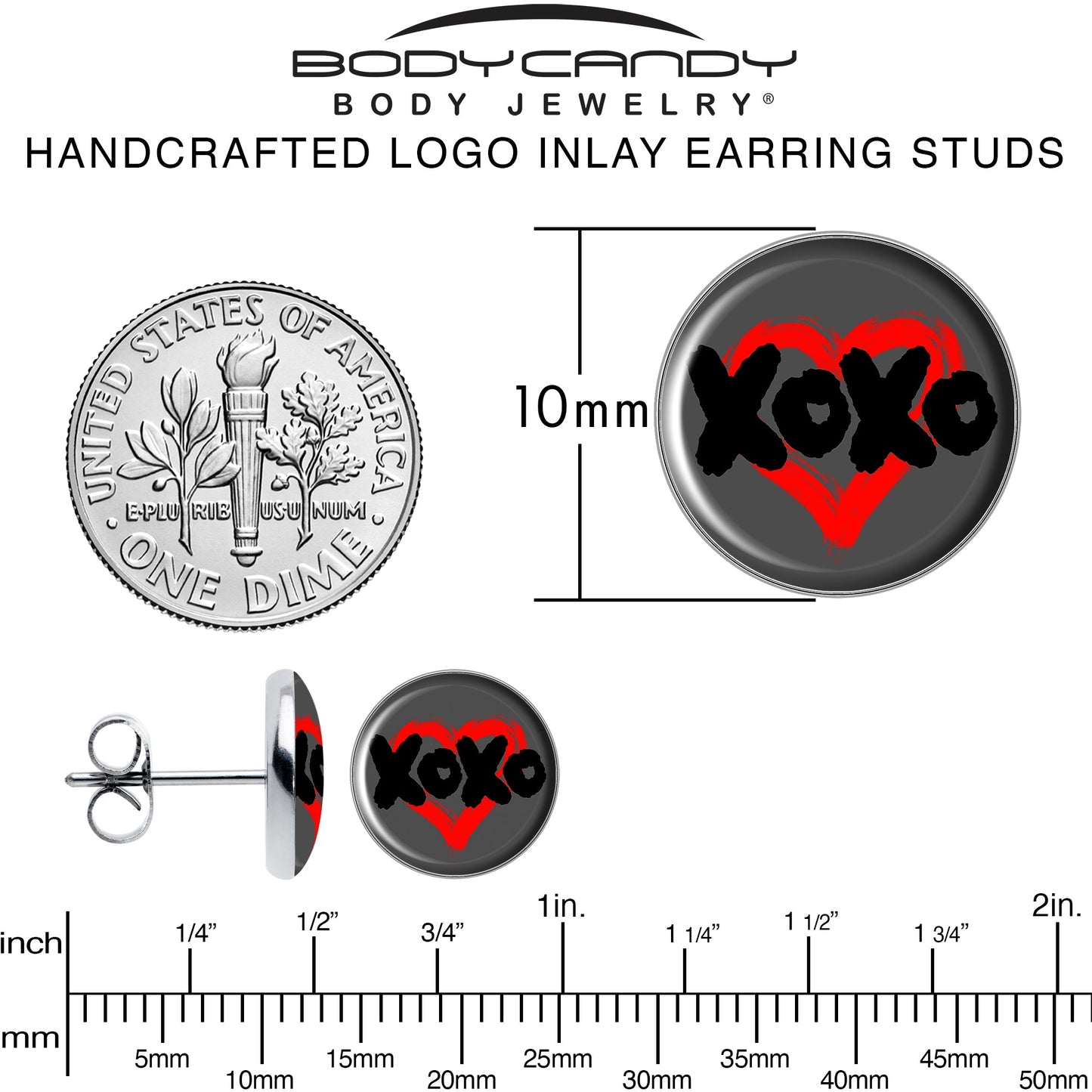 XOXO Heart Stud Earrings by Onyx O