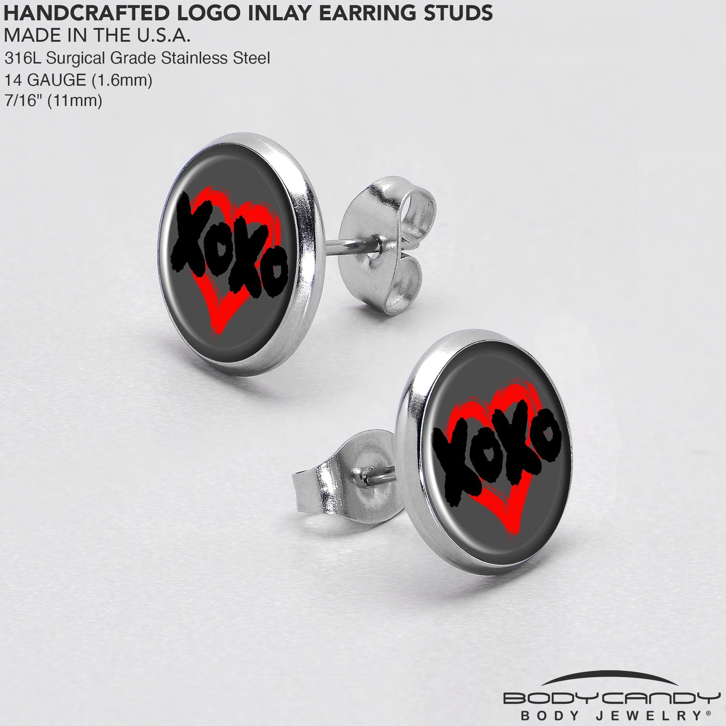XOXO Heart Stud Earrings by Onyx O
