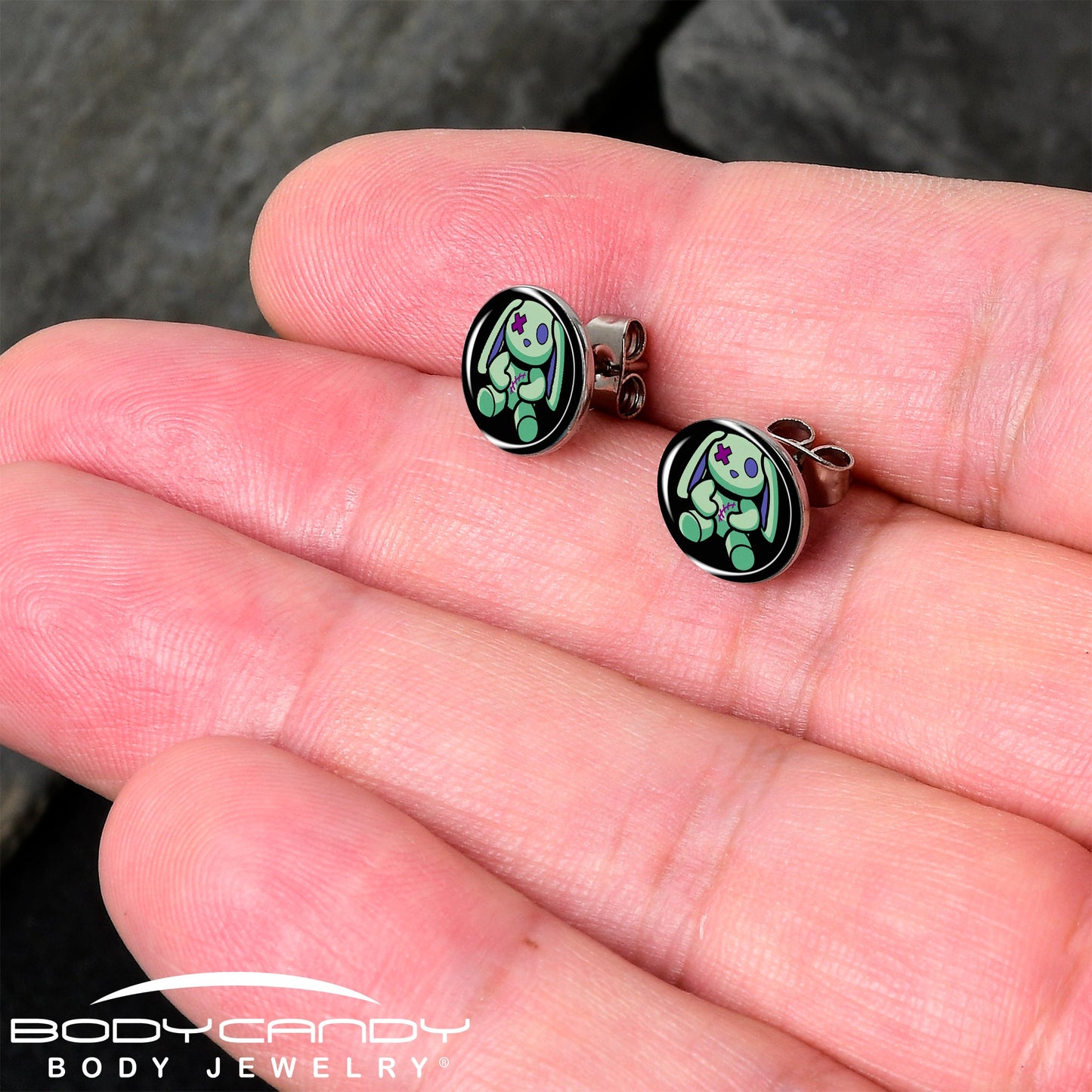 Zombie Bunny Stud Earrings by Onyx O