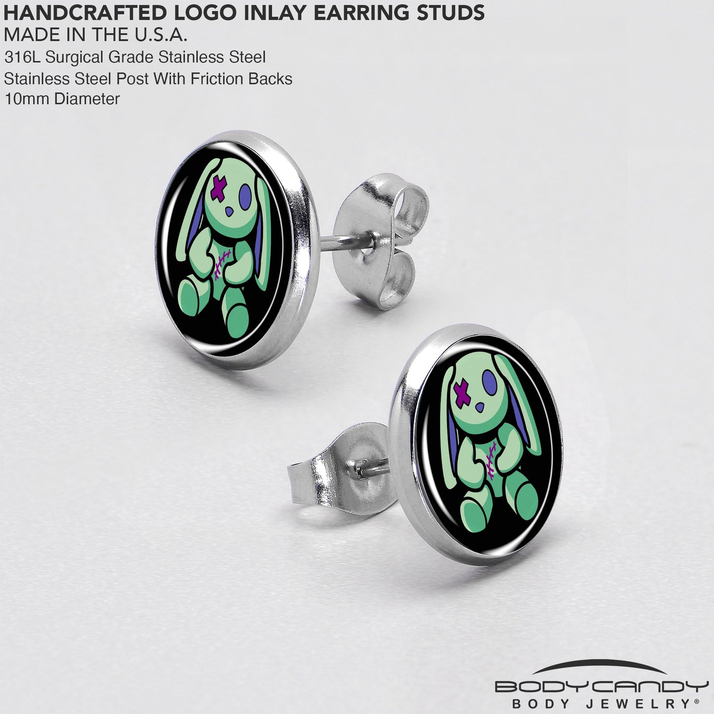 Zombie Bunny Stud Earrings by Onyx O