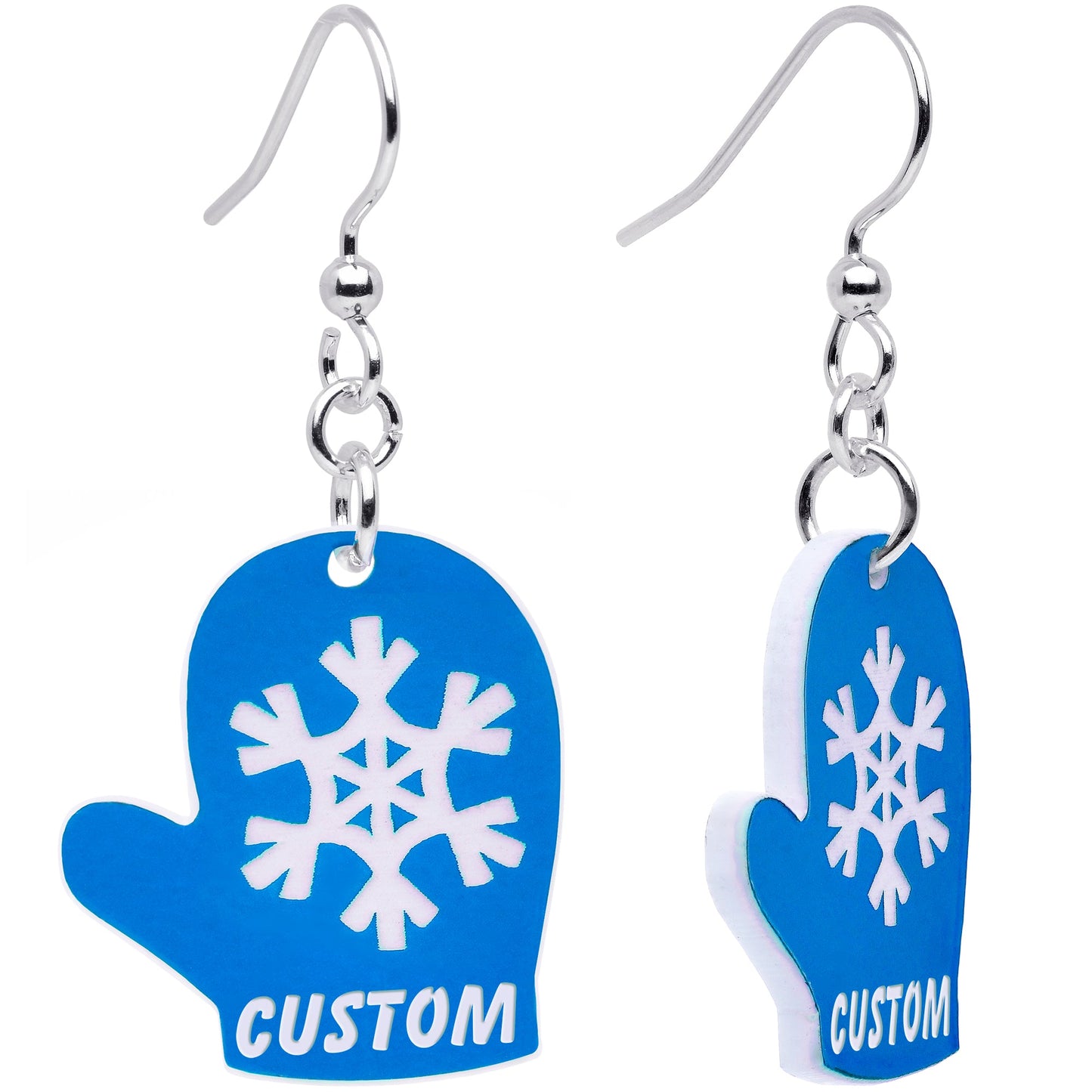 Custom Holiday Mittens Personalized Dangle Earrings