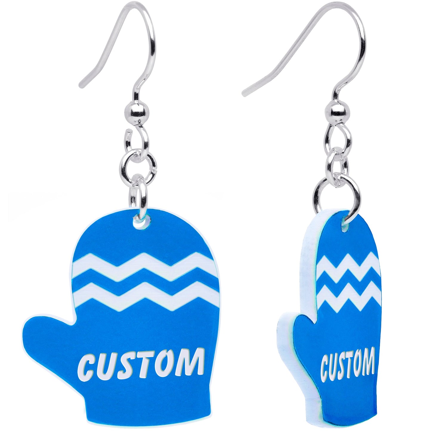 Custom Holiday Mittens Personalized Dangle Earrings