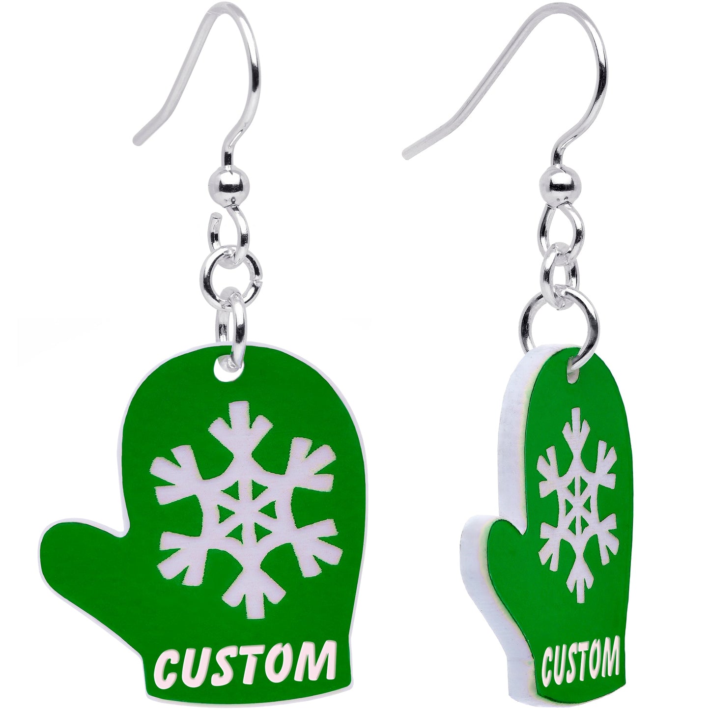 Custom Holiday Mittens Personalized Dangle Earrings