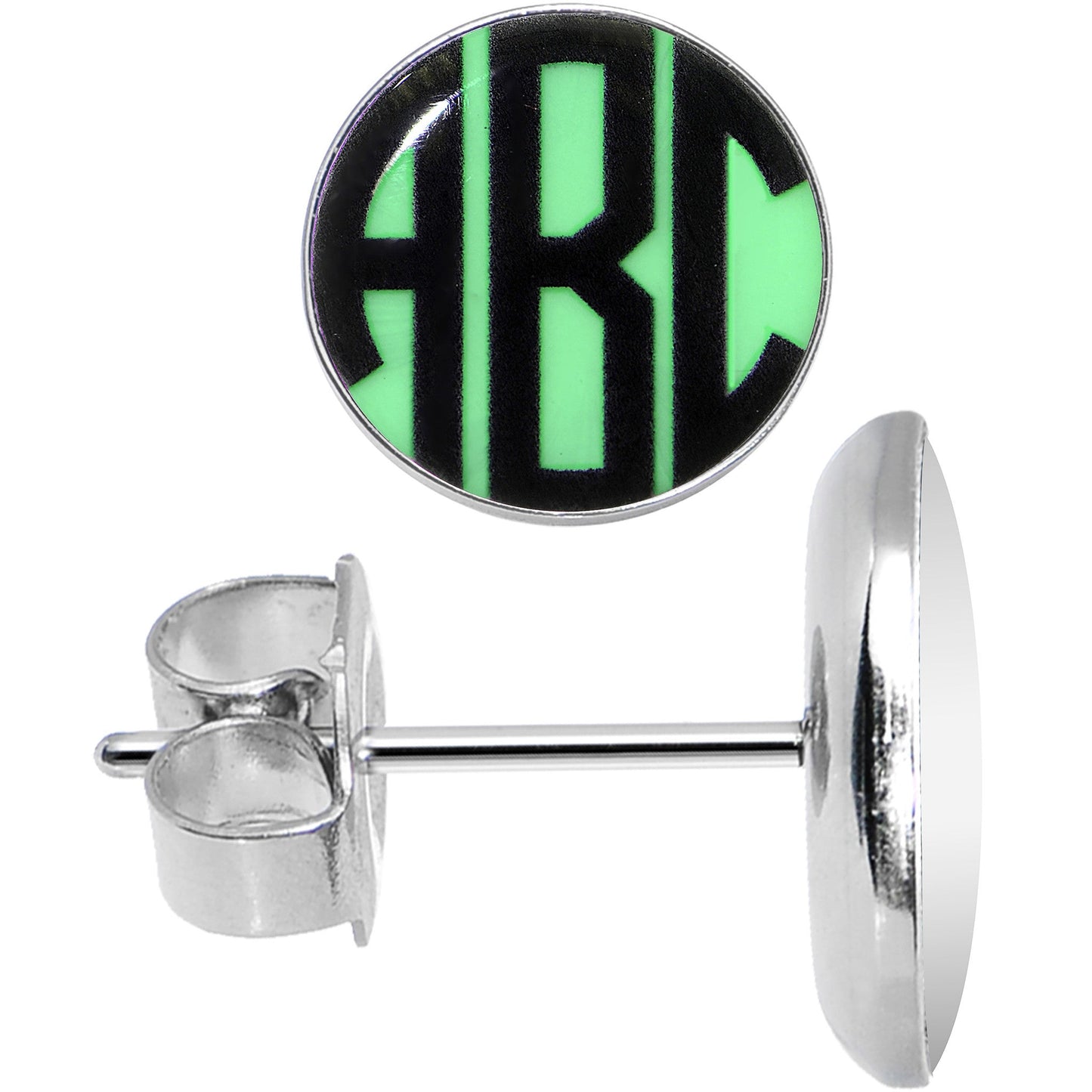 Glow in the Dark Custom Initial Personalized Logo Stud Earrings