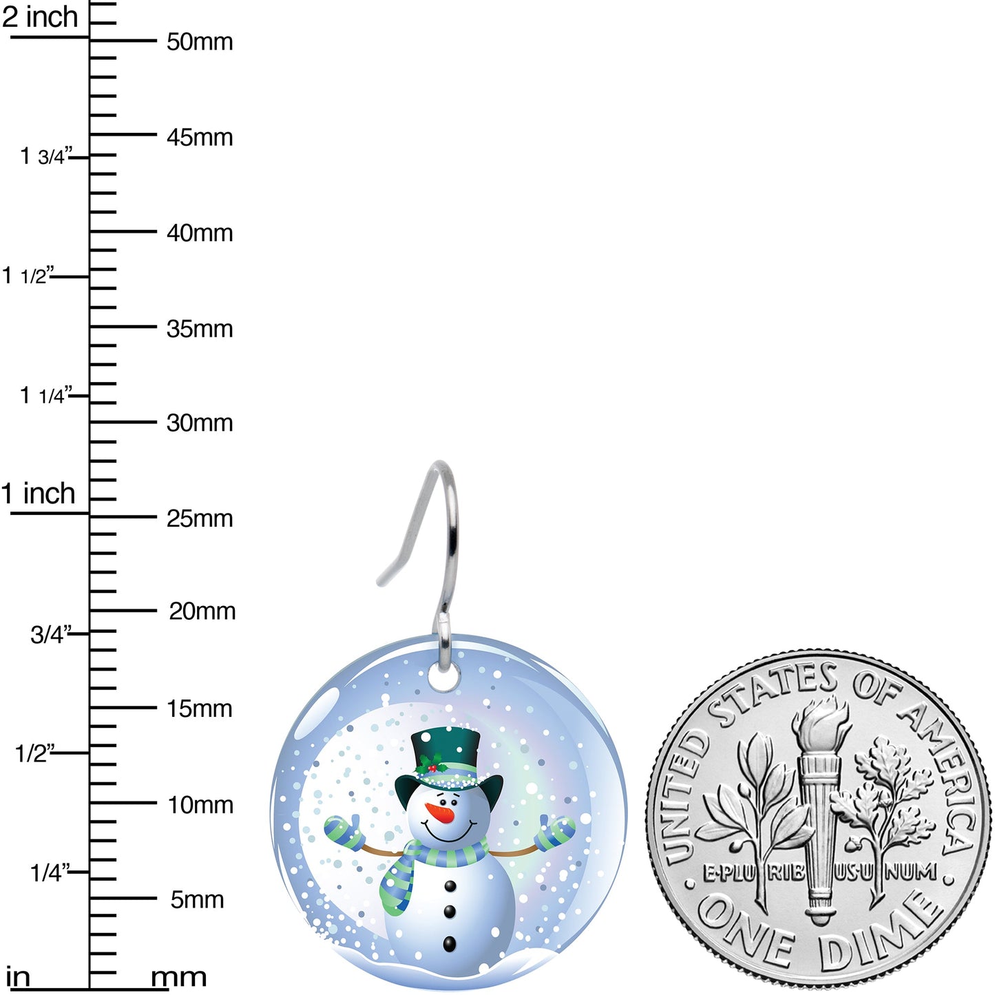 Winter Holiday Christmas Snow Globe Snowman Earrings