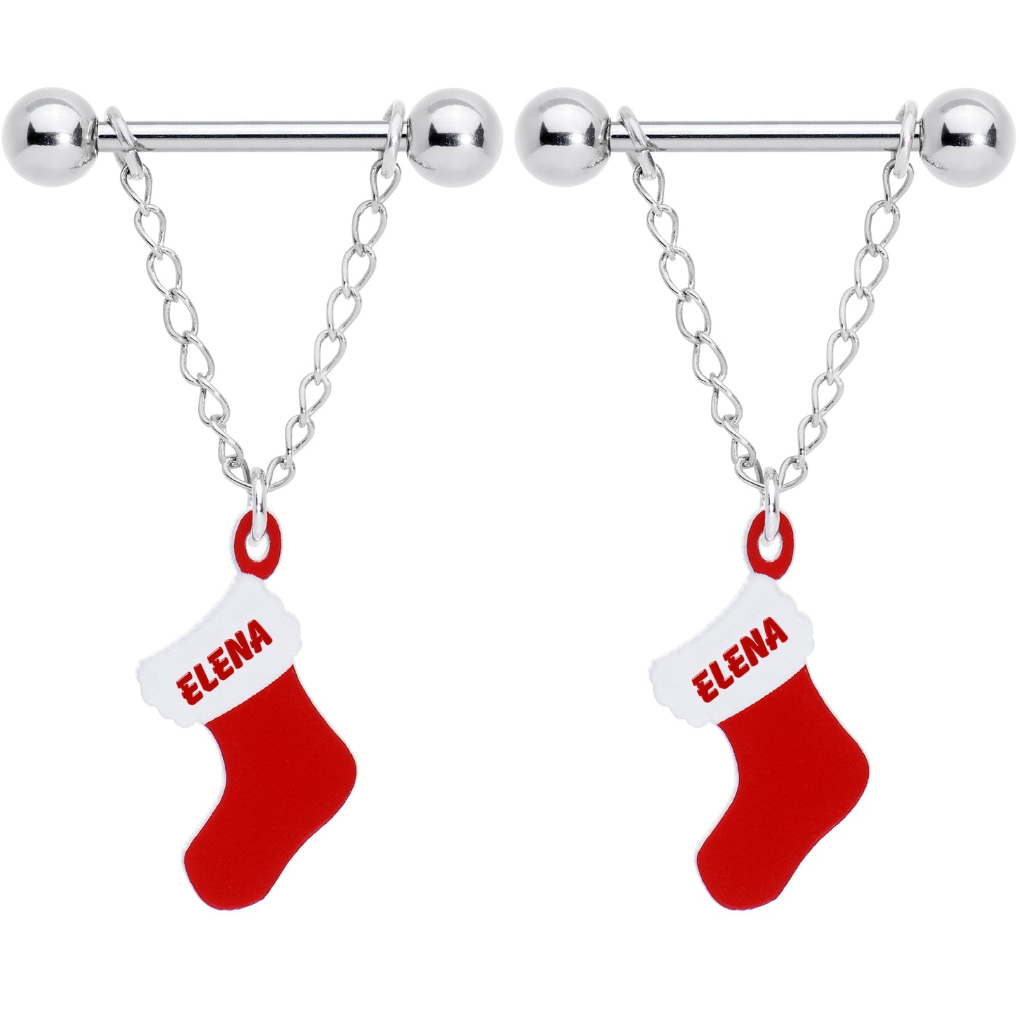 Handcrafted Custom Stocking Personalized Holiday Christmas Stocking Nipple Ring Set