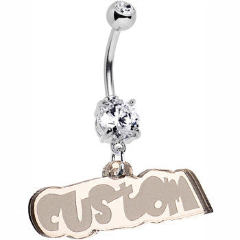 Custom Lucite Fun Personalized Belly Ring Created with Crystals