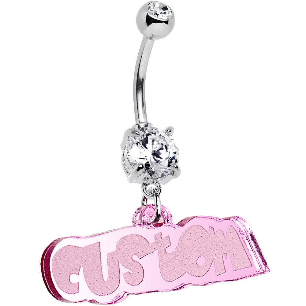 Custom Clear Gem Acrylic Lucite Name Dangle Belly Ring