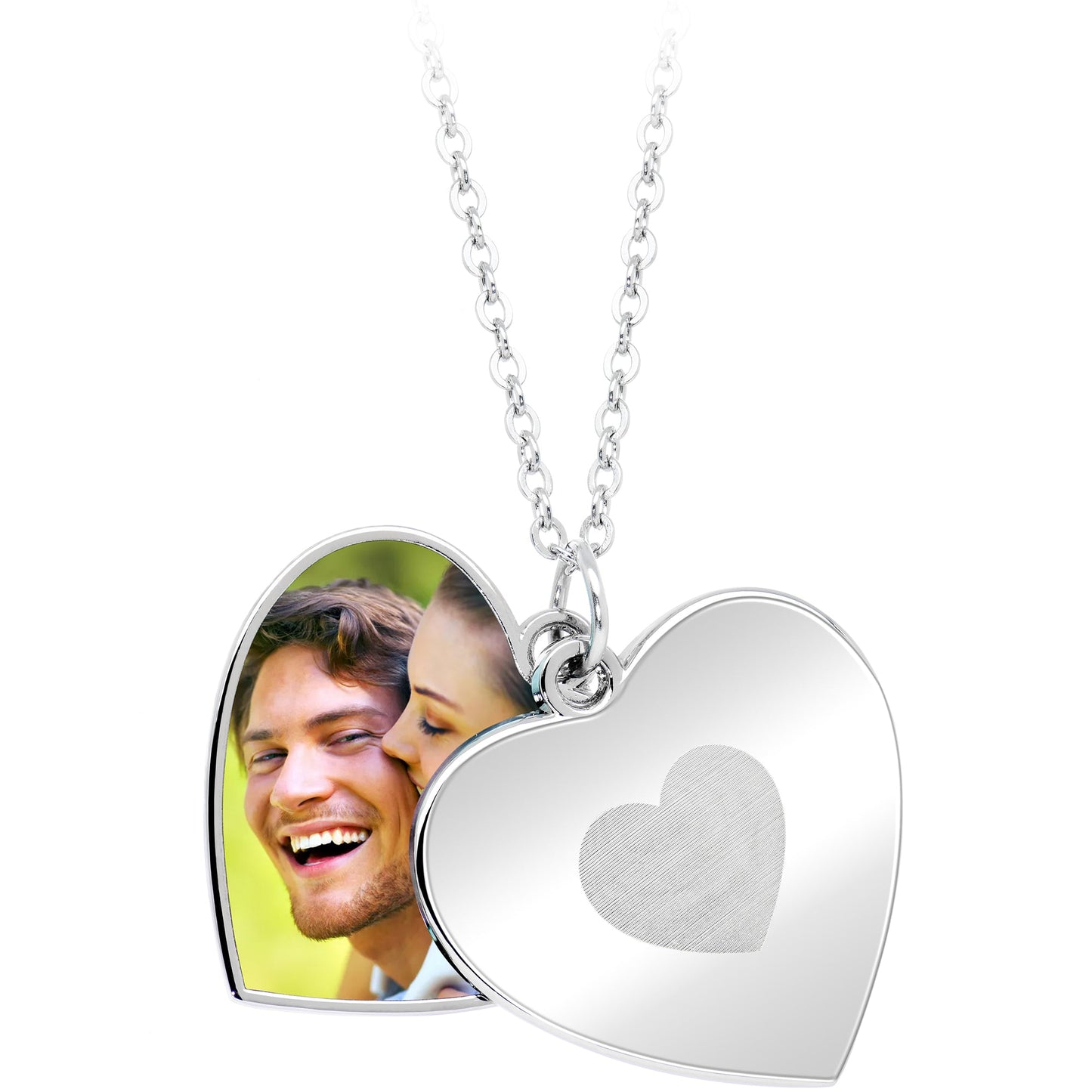 Custom Photo Sliding Locket Heart Pendant Necklace