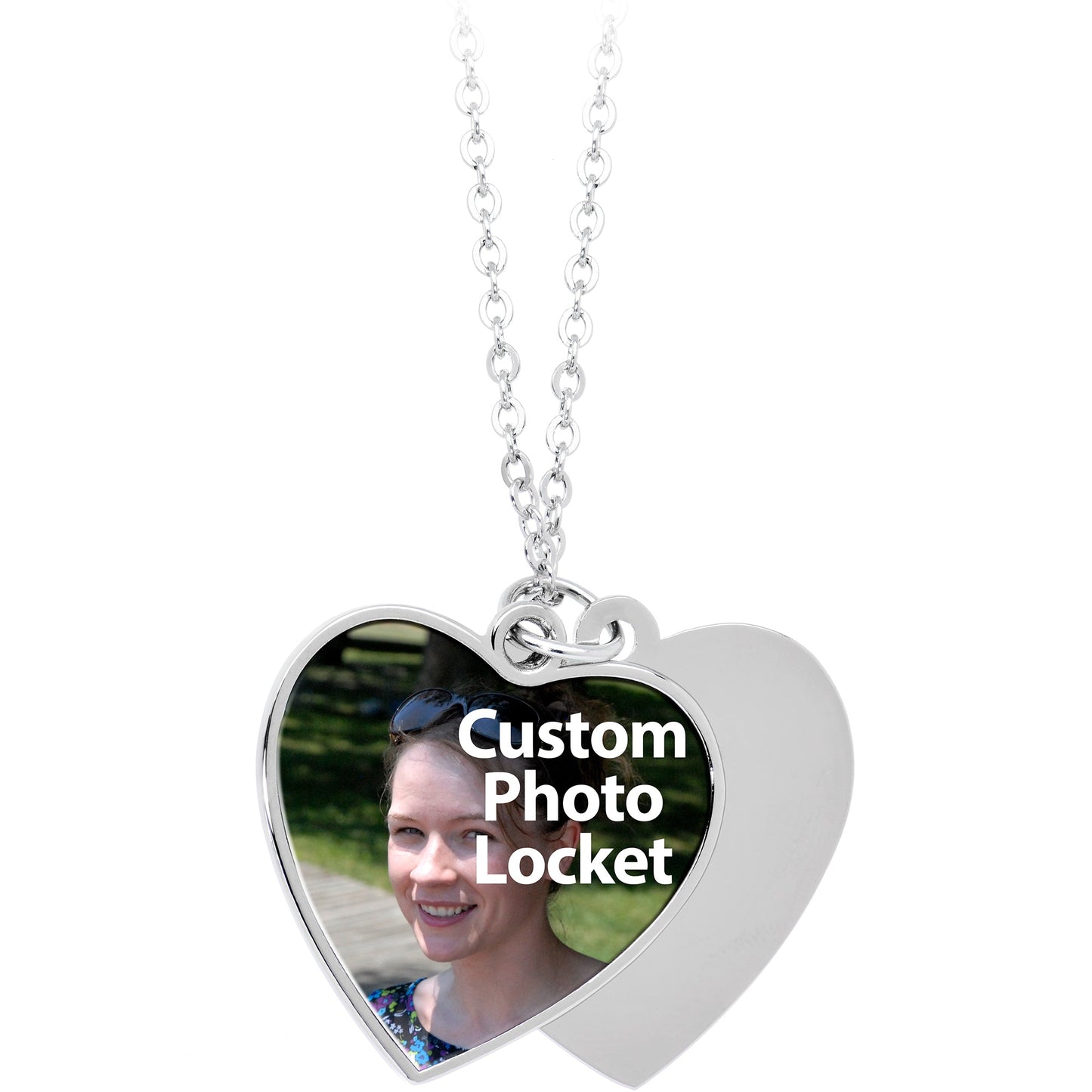 Custom Photo Sliding Locket Heart Pendant Necklace