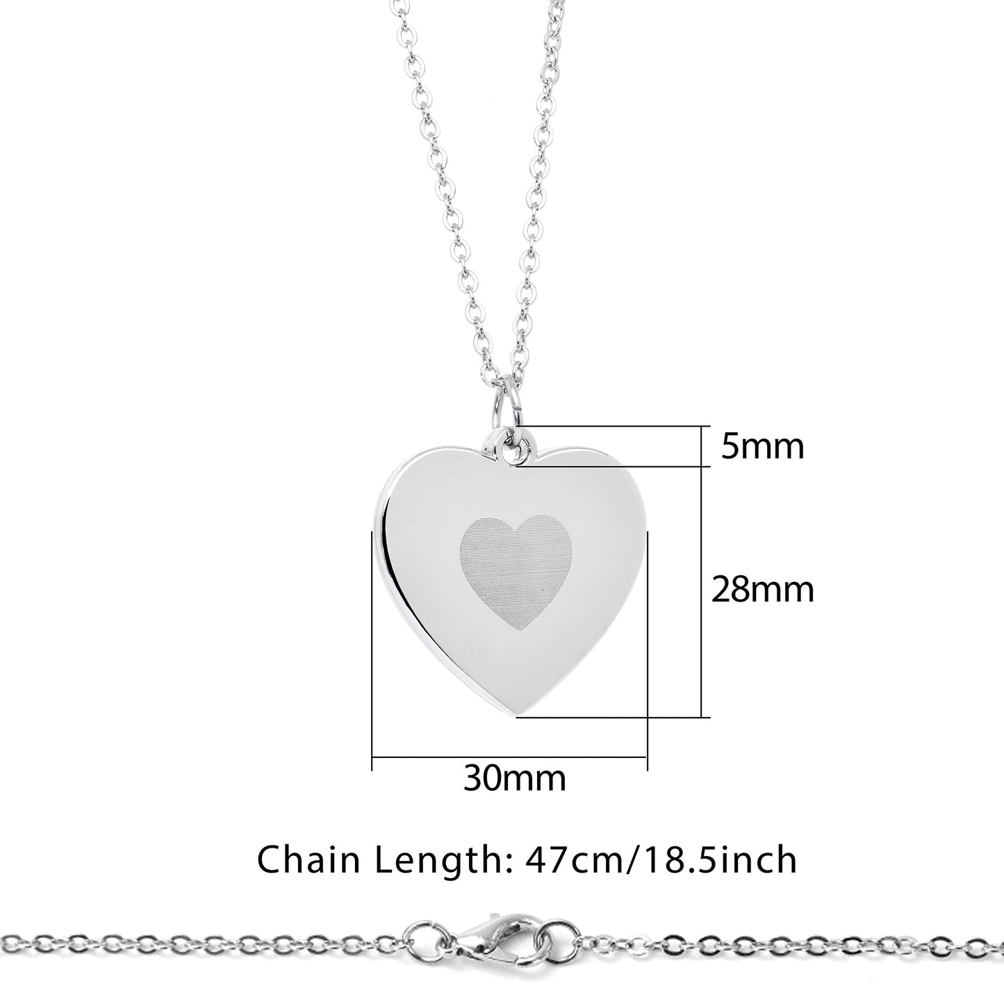 Custom Photo Sliding Locket Heart Pendant Necklace